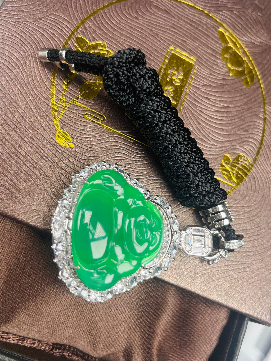 Imperial Green Nature Burmess Grade A Jadeite Buddha Pendant L