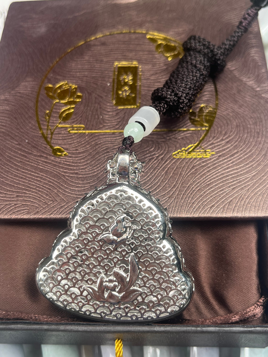 Imperial Green Nature Burmess Grade A Jadeite Buddha Pendant L