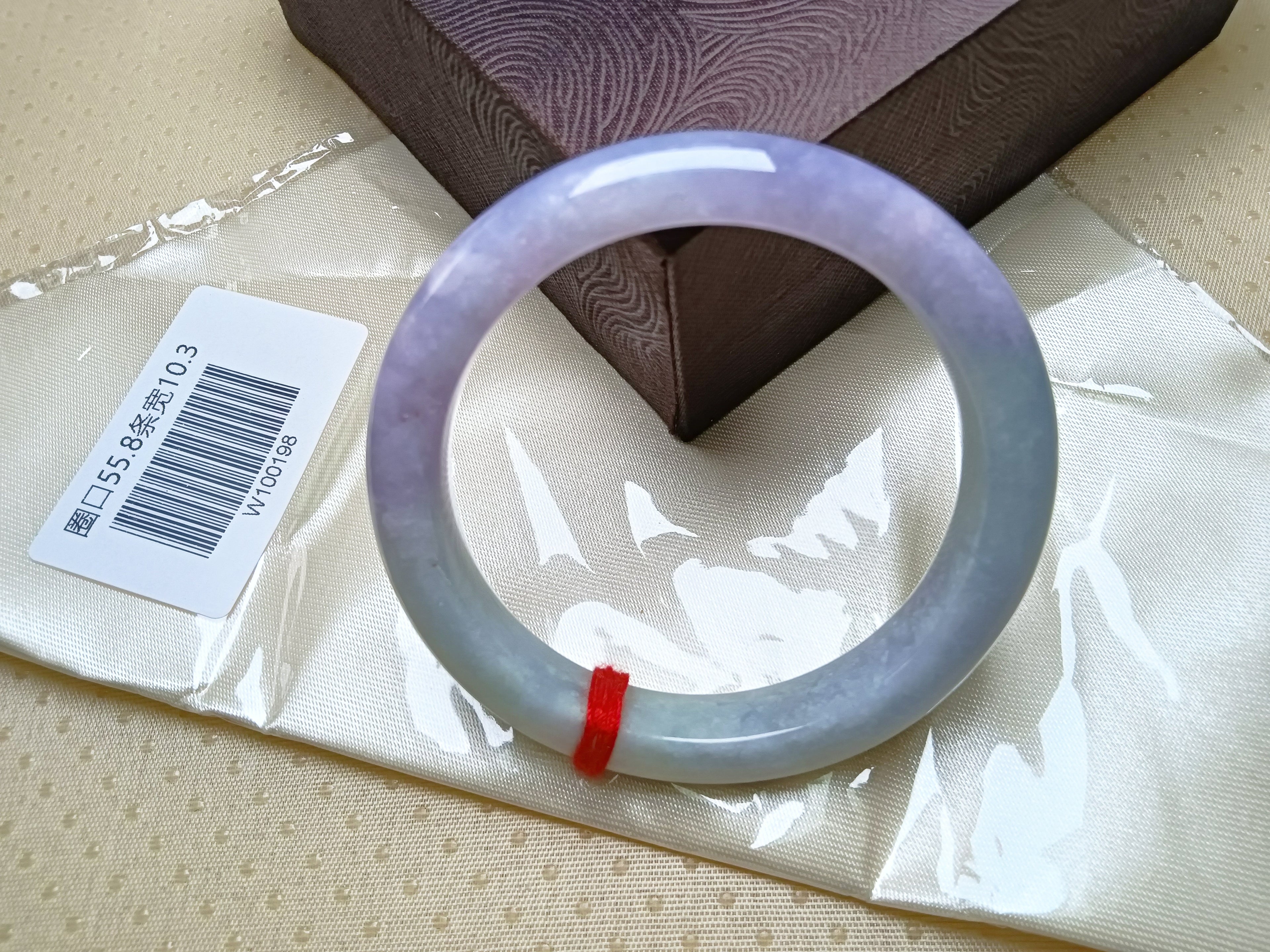 Spring Color Light Lavender mixed Apple Green Burmess Jadeite Bracelet (Size: 55-56mm)