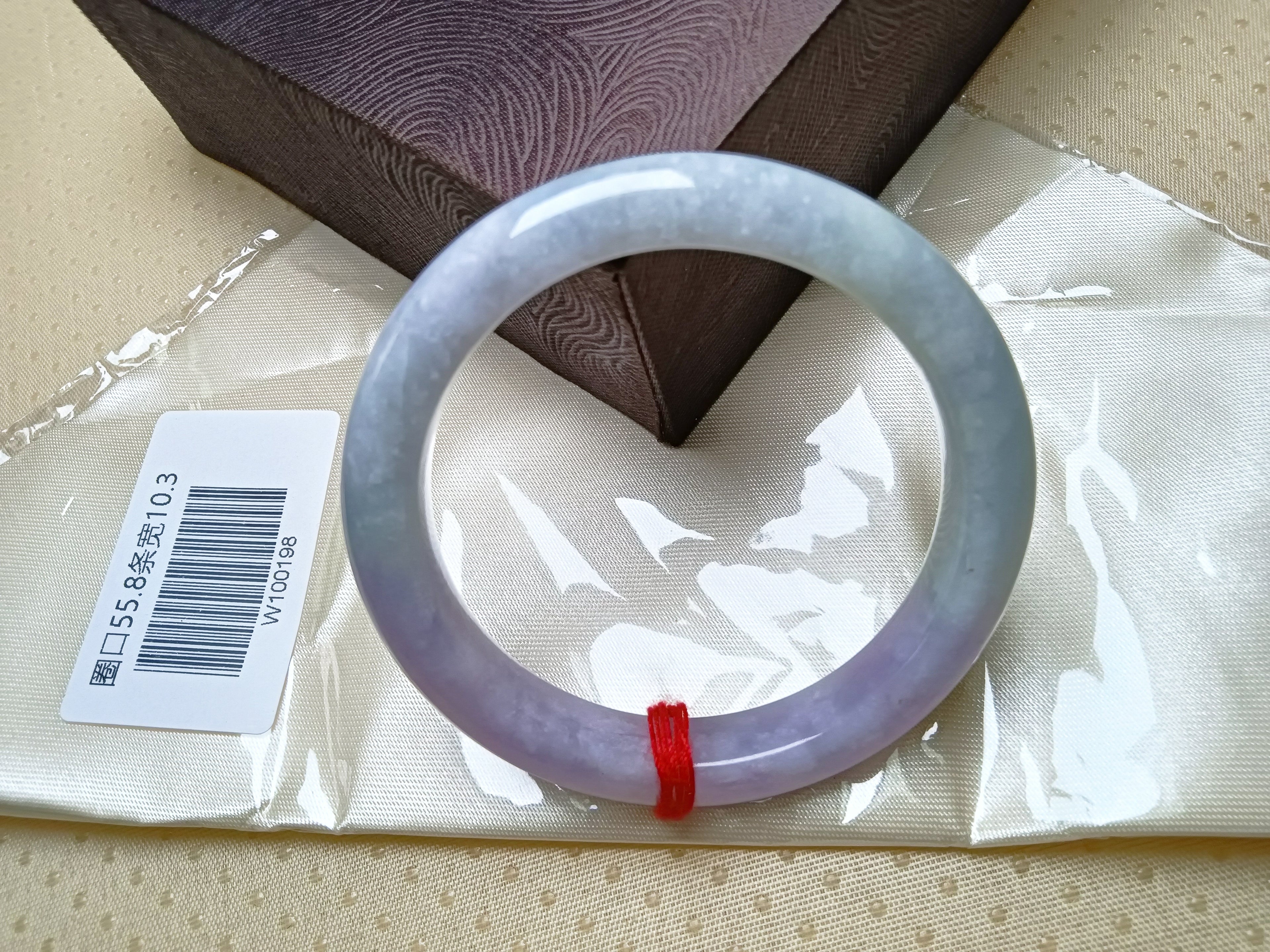 Spring Color Light Lavender mixed Apple Green Burmess Jadeite Bracelet (Size: 55-56mm)