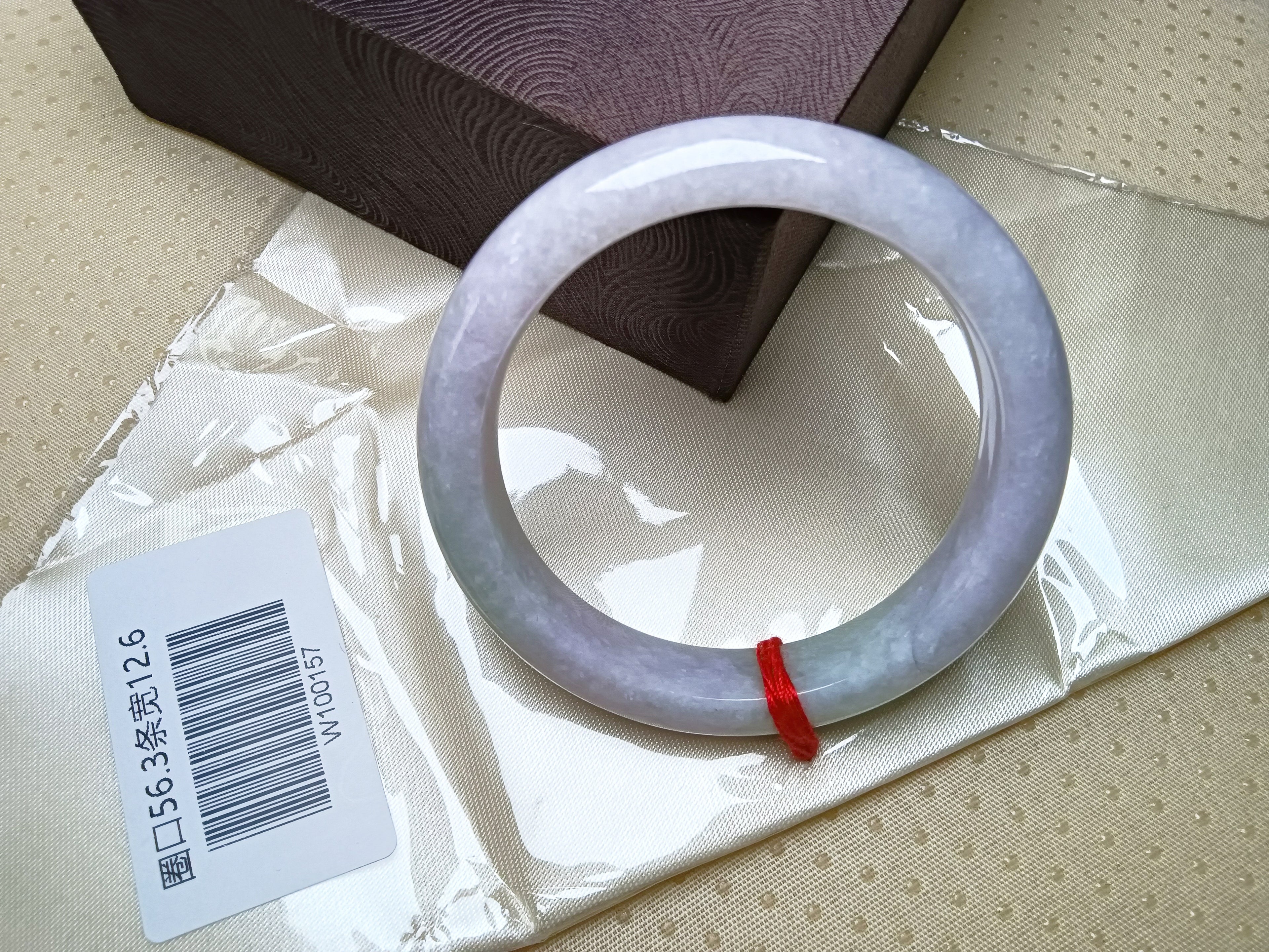 Icy Full Light Lavender Natural Jadeite Bangle(Size: 56-57mm)
