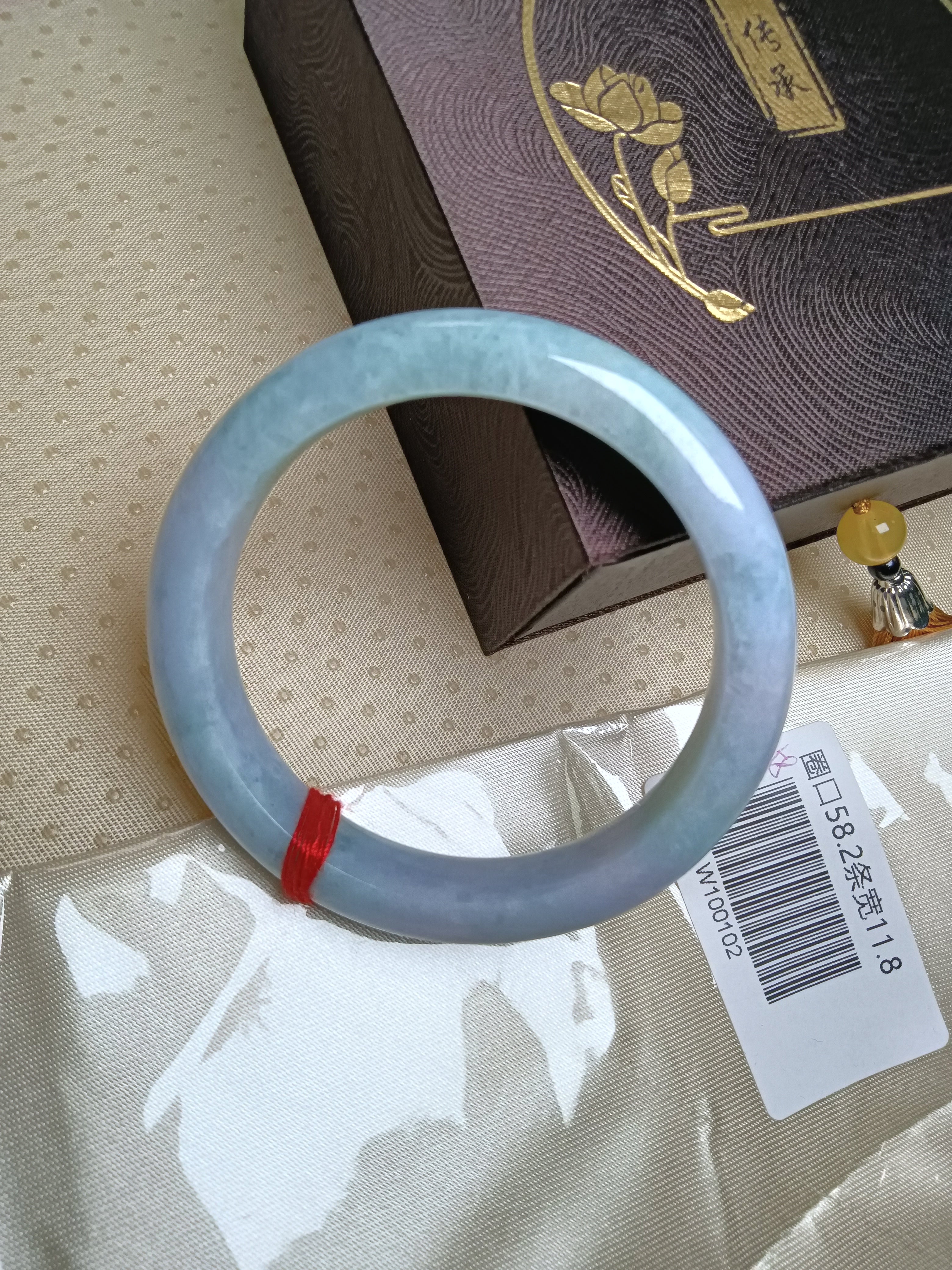 Spring Color Lavender and Green mixed Yellow Natural Jadeite Bangle(Size: 58-59mm)