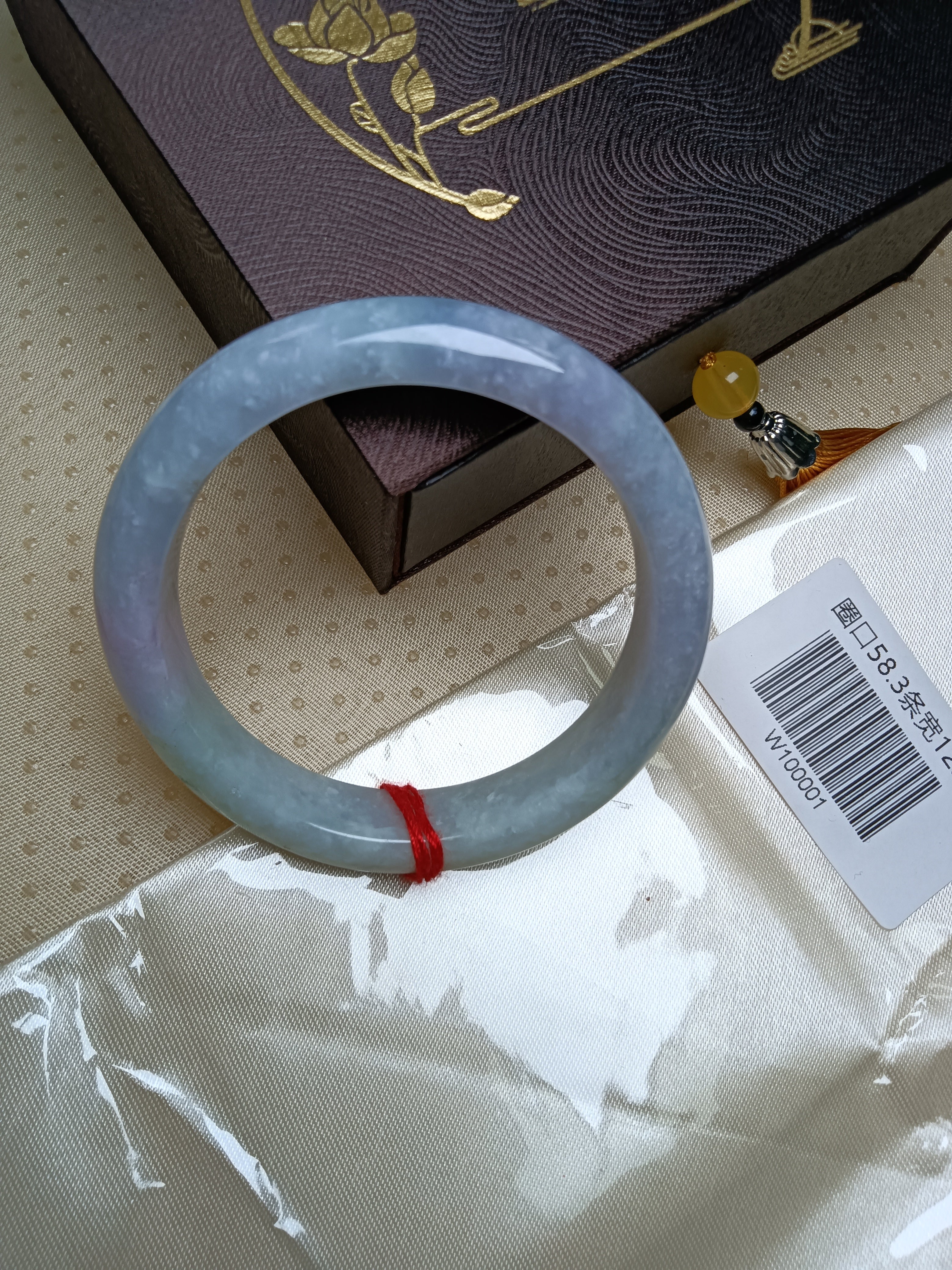 Lavender mixed Light Green Type-A Jadeite Bangles (Size: 58-59mm)