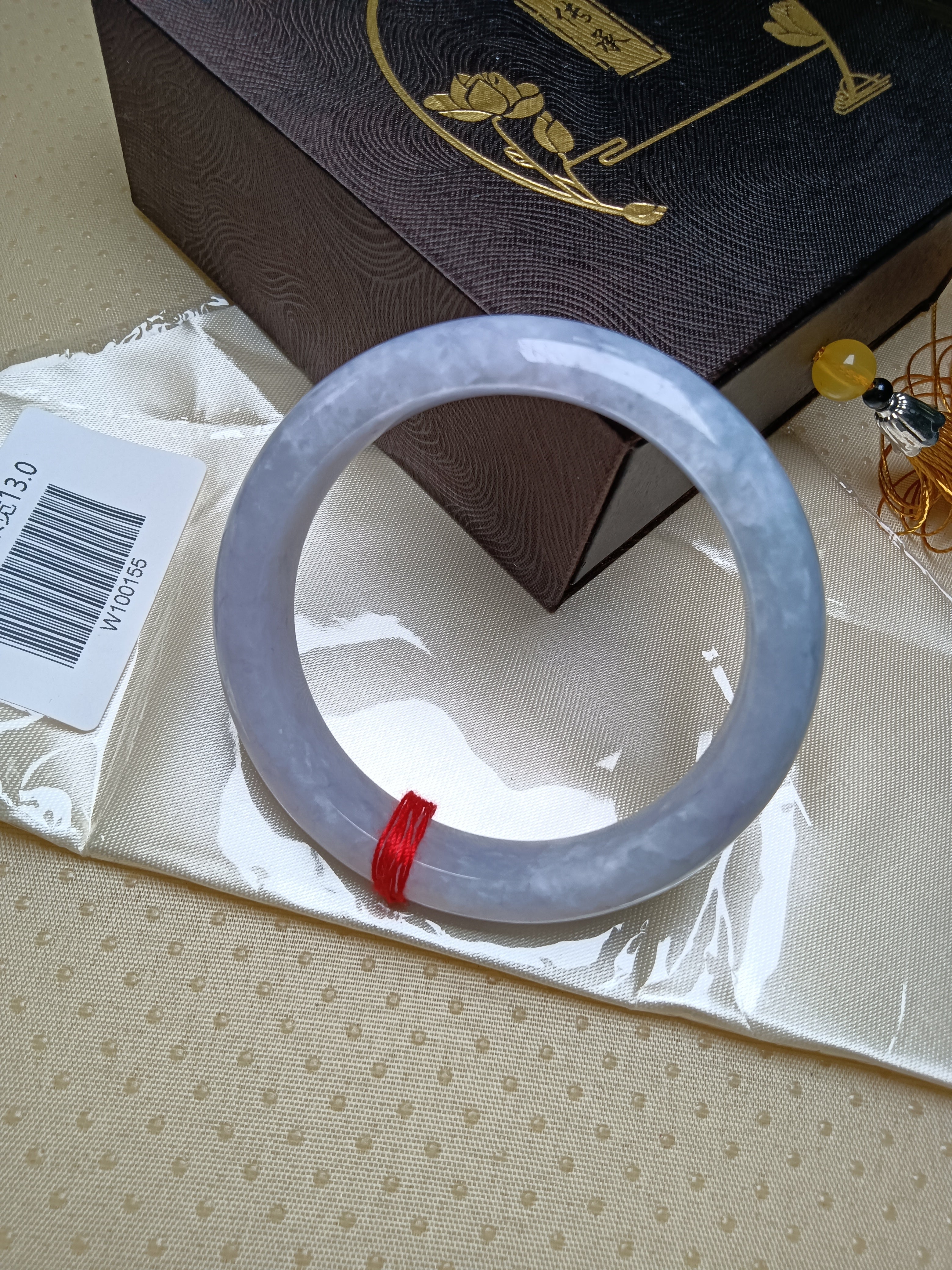 Lavender mixed Light Green Type-A Jadeite Bangles (Size: 58-59mm)