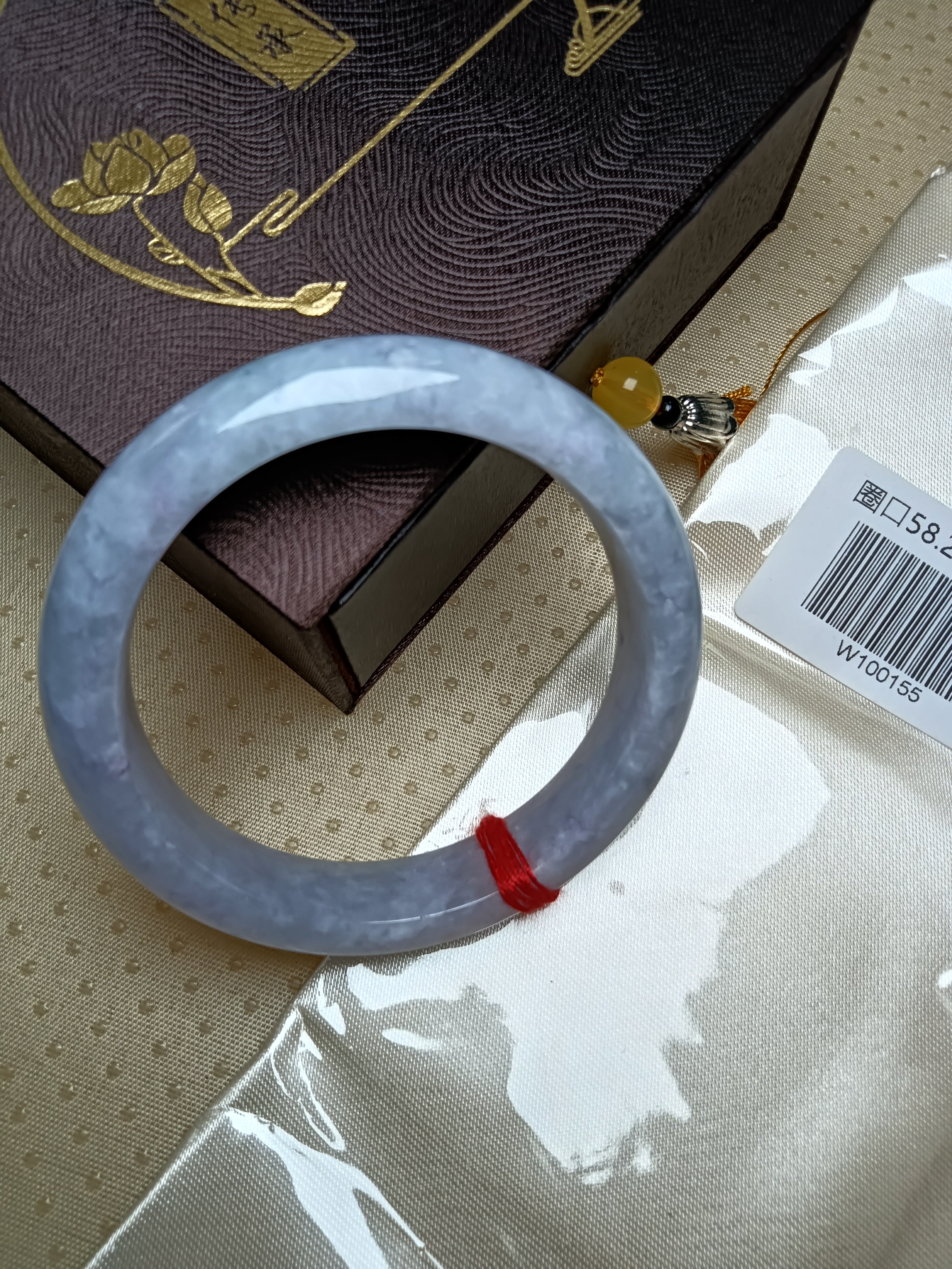 Lavender mixed Light Green Type-A Jadeite Bangles (Size: 58-59mm)