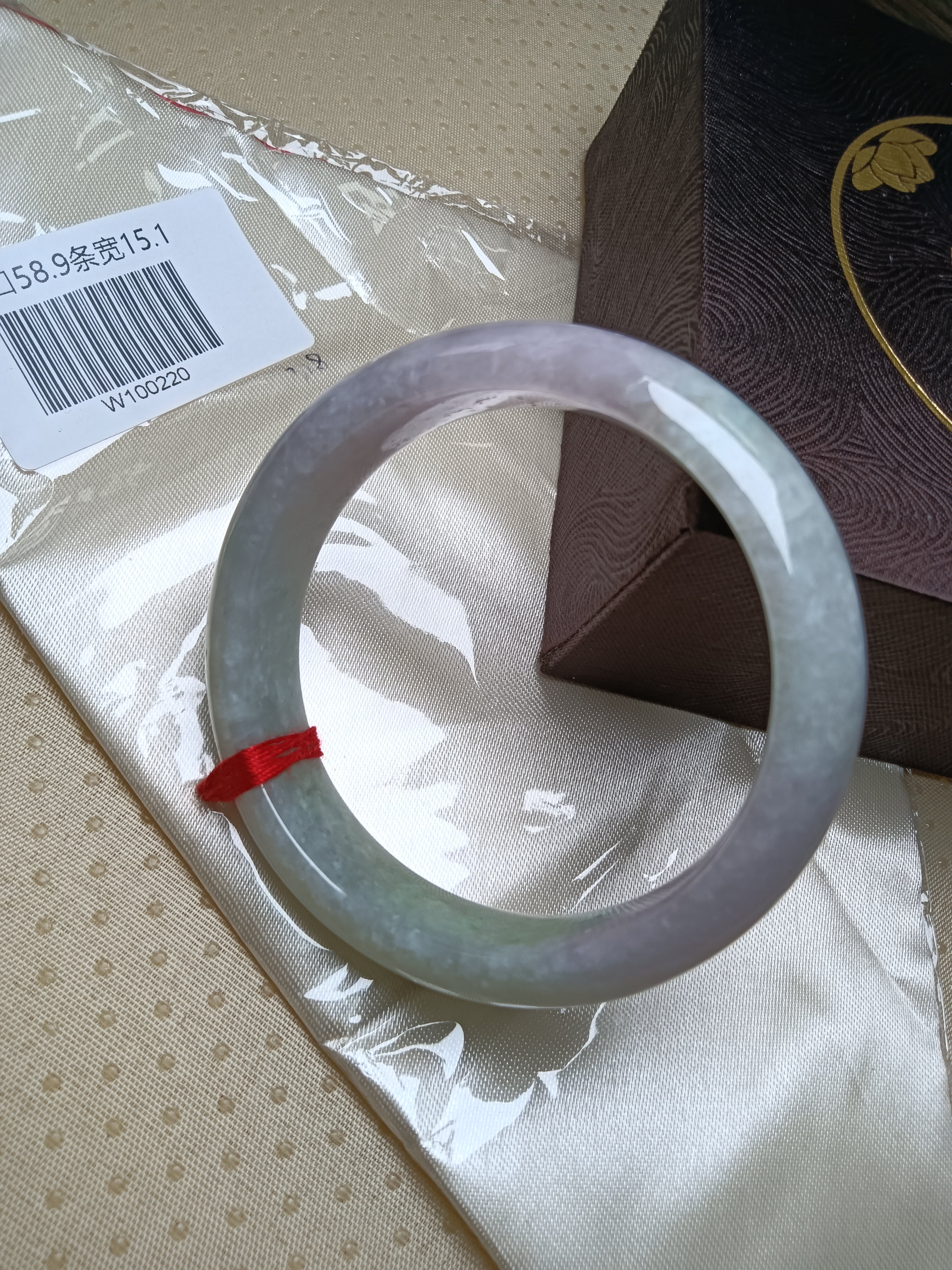 Spring Color Pinkish Lavender and Light Green Natural Type-A Jade Bangle(Size: 58-59mm)
