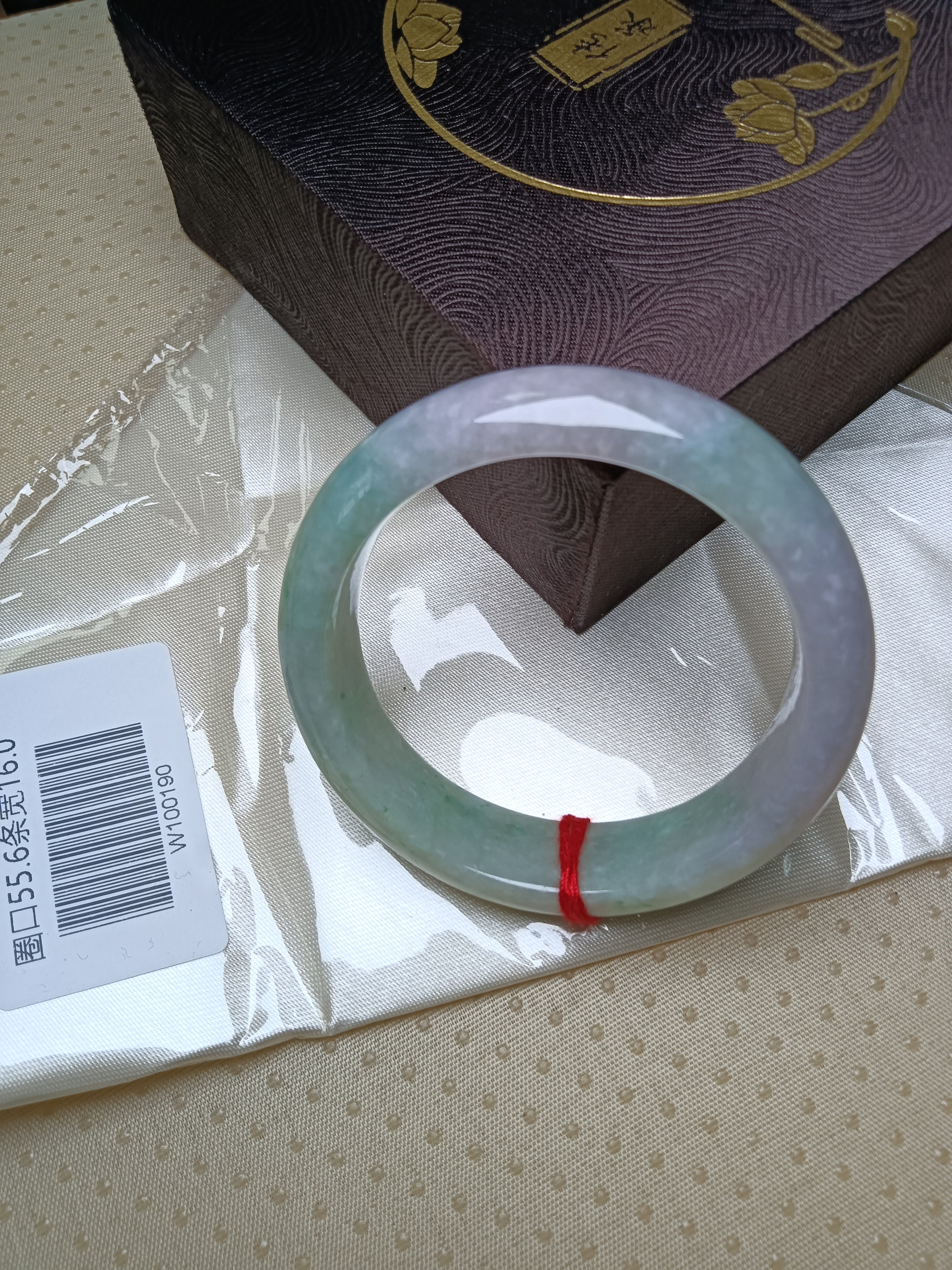 Spring Color Light Lavender mixed Apple Green Burmess Jadeite Bracelet (Size: 55-56mm)