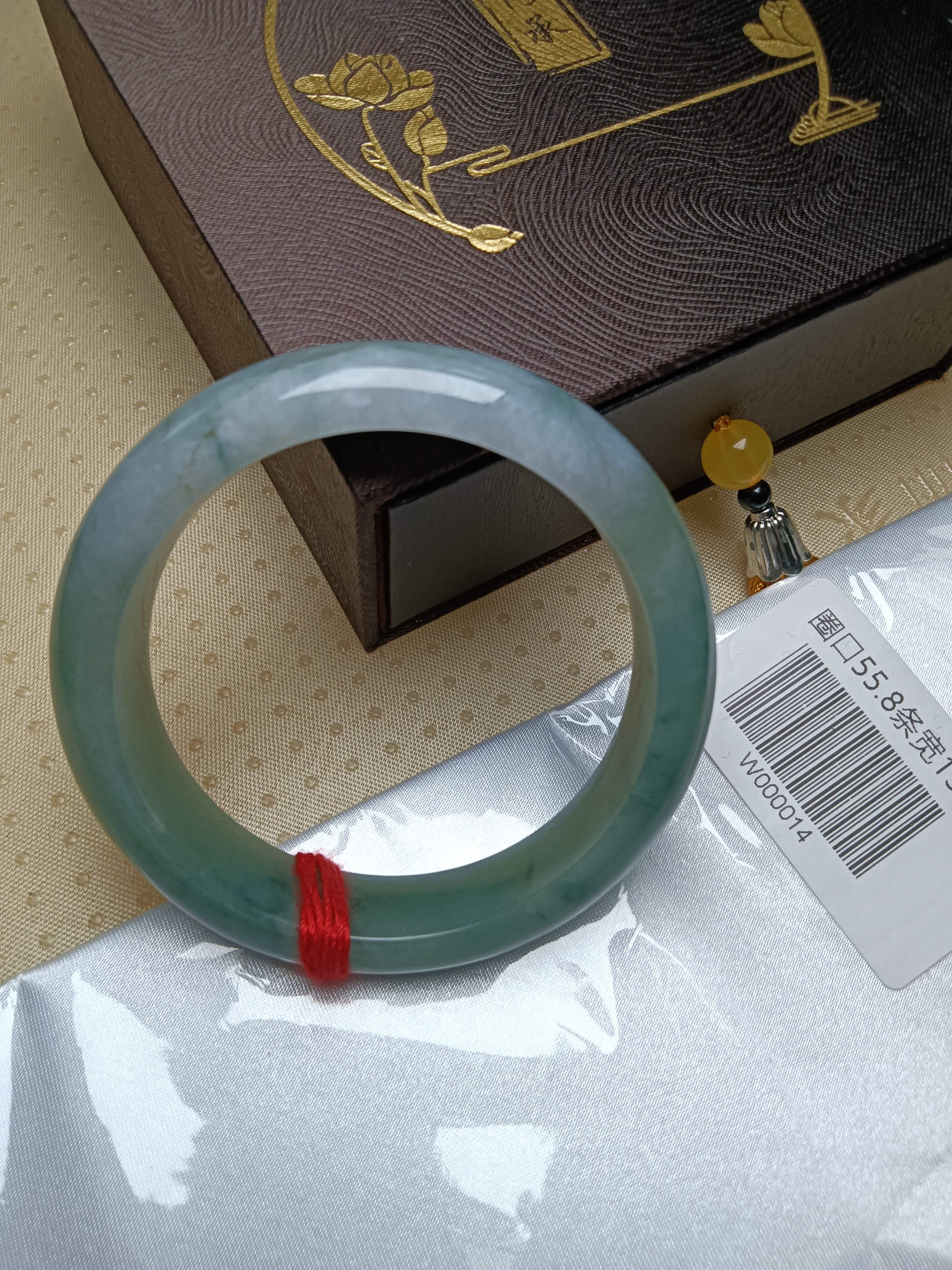 Watery Full Light Green Nature Type-A Jadeite Bangle (Size: 54.5-56mm)