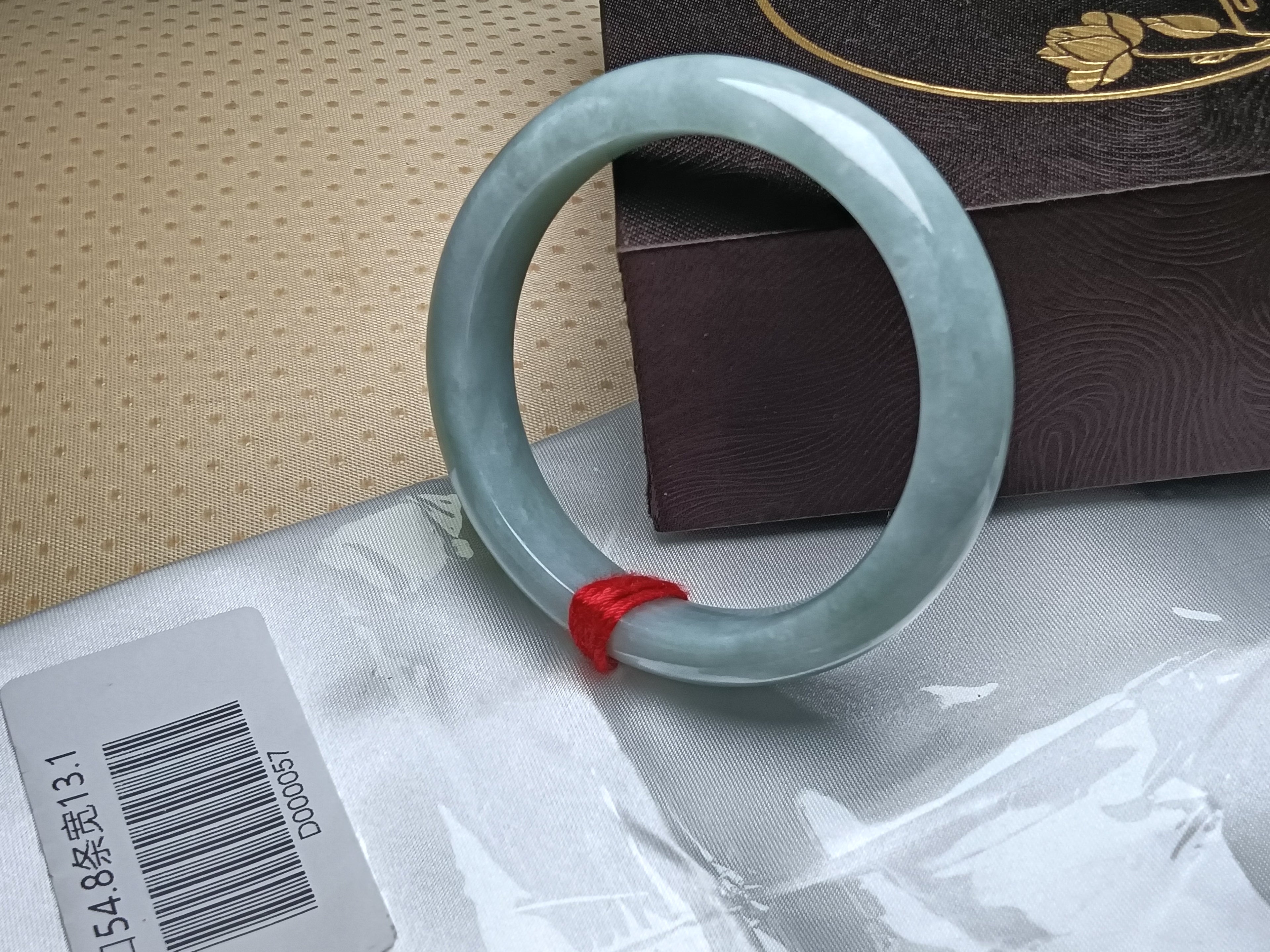 Watery Light Green Nature Tyle-A Jadeite Bangles (Size:54-55mm) #D057