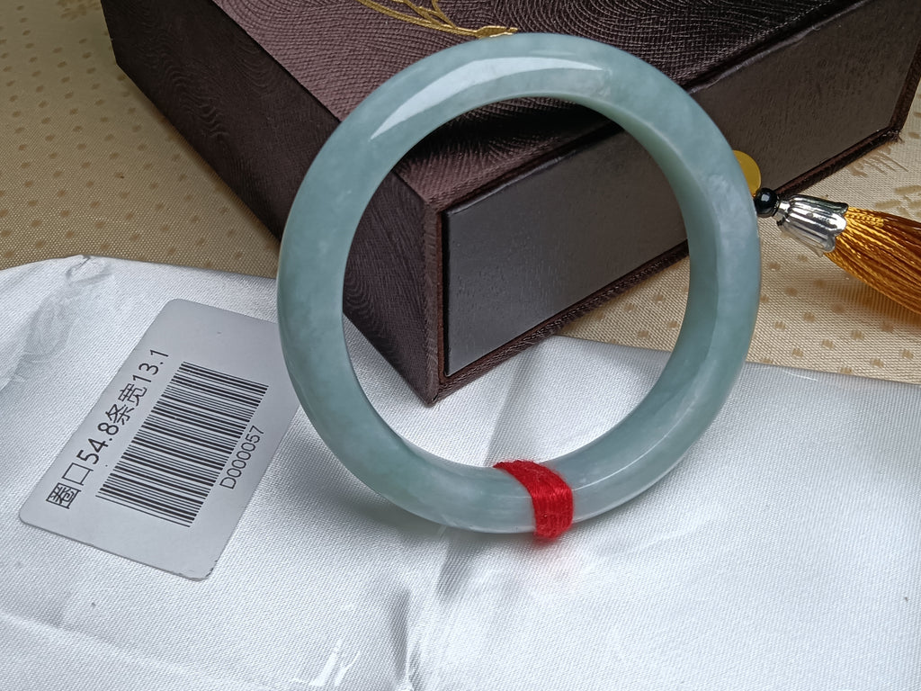 Watery Light Green Nature Tyle-A Jadeite Bangles (Size:54-55mm) #D057
