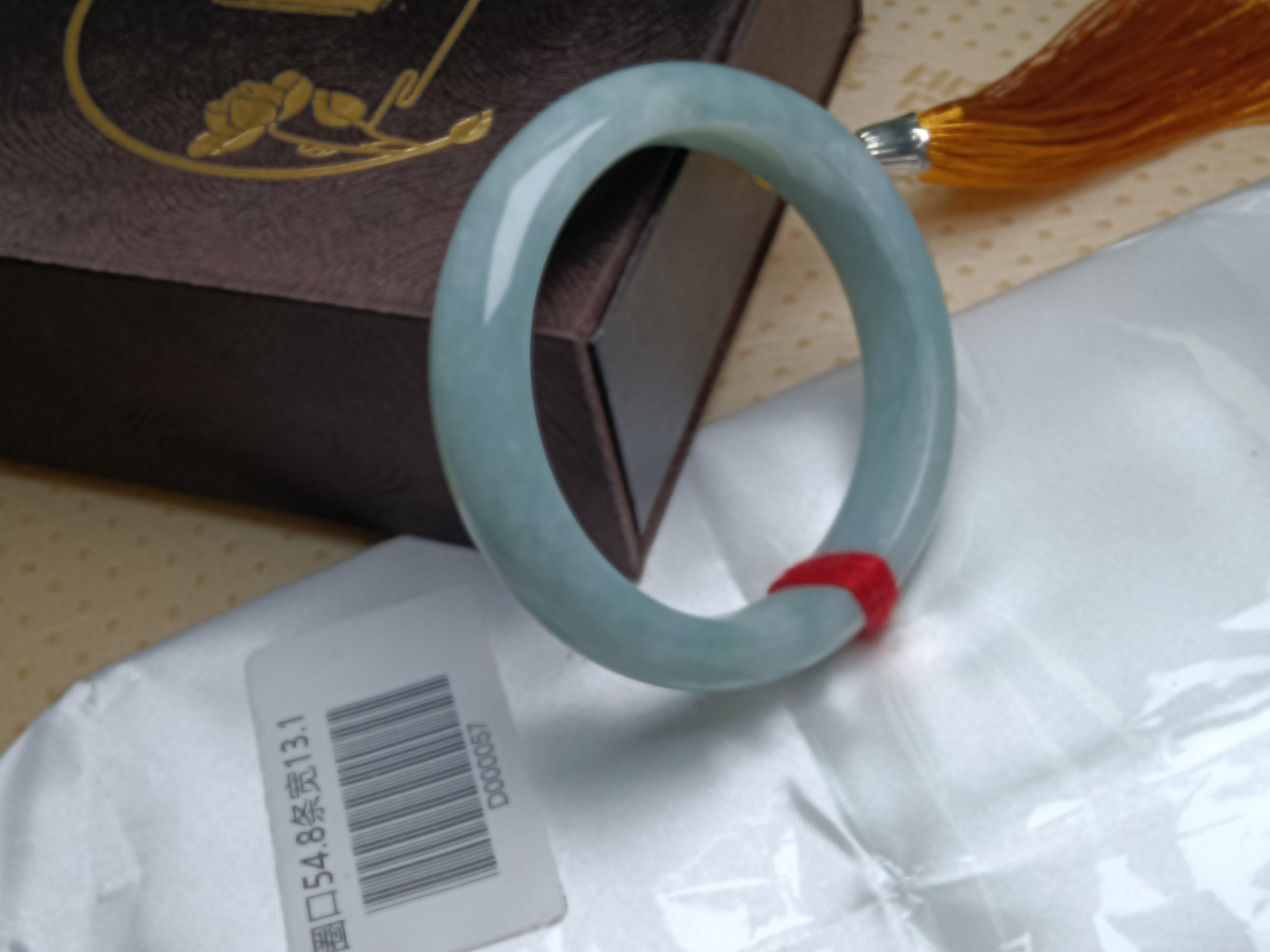 Watery Light Green Nature Tyle-A Jadeite Bangles (Size:54-55mm) #D057