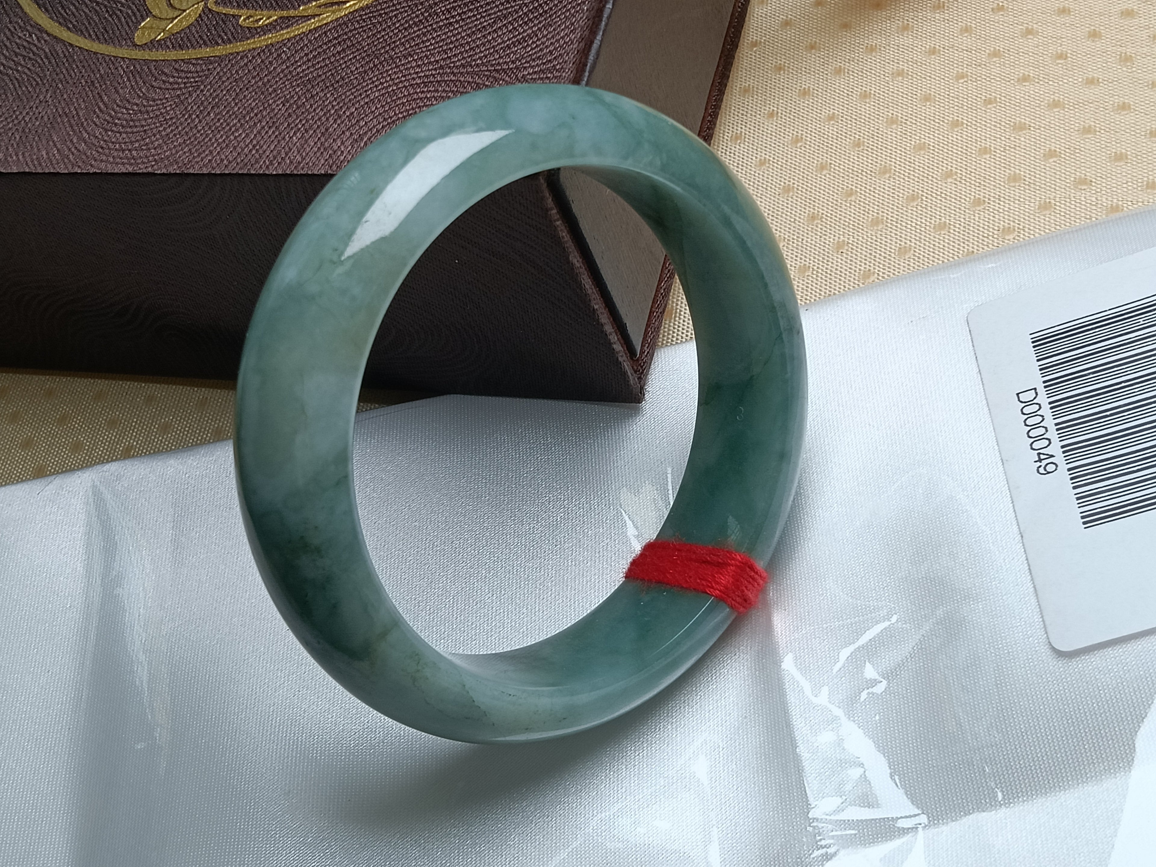 Watery Full Apple Green Natural Type-A Jade Bangle(Size: 53-54mm) #D049
