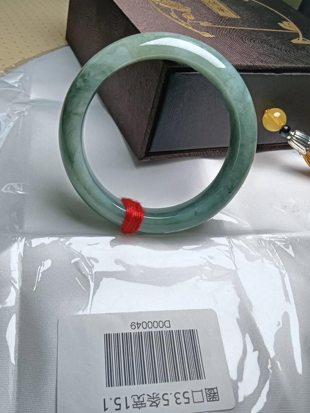 Watery Full Apple Green Natural Type-A Jade Bangle(Size: 53-54mm) #D049