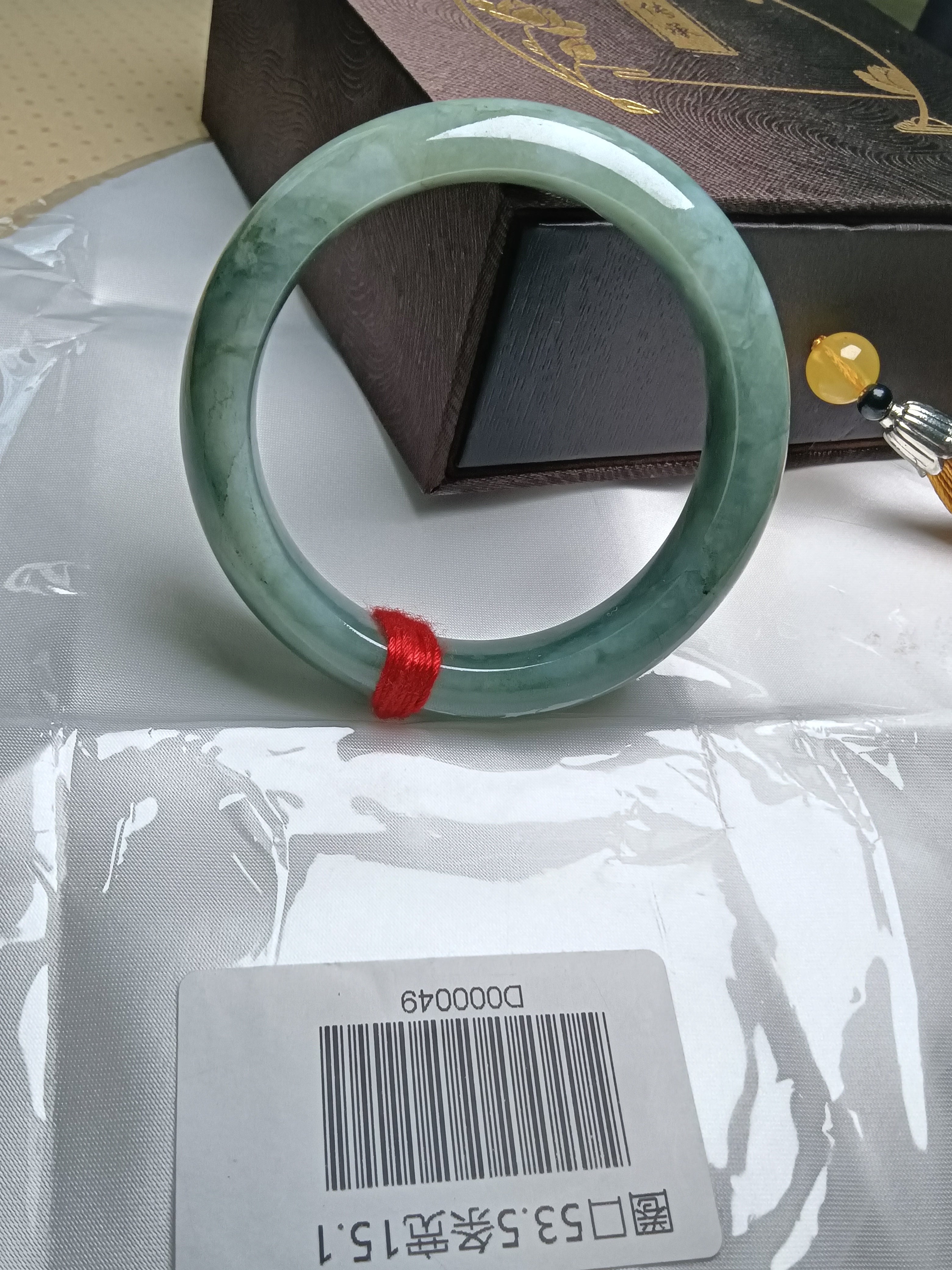Watery Full Apple Green Natural Type-A Jade Bangle(Size: 53-54mm) #D049