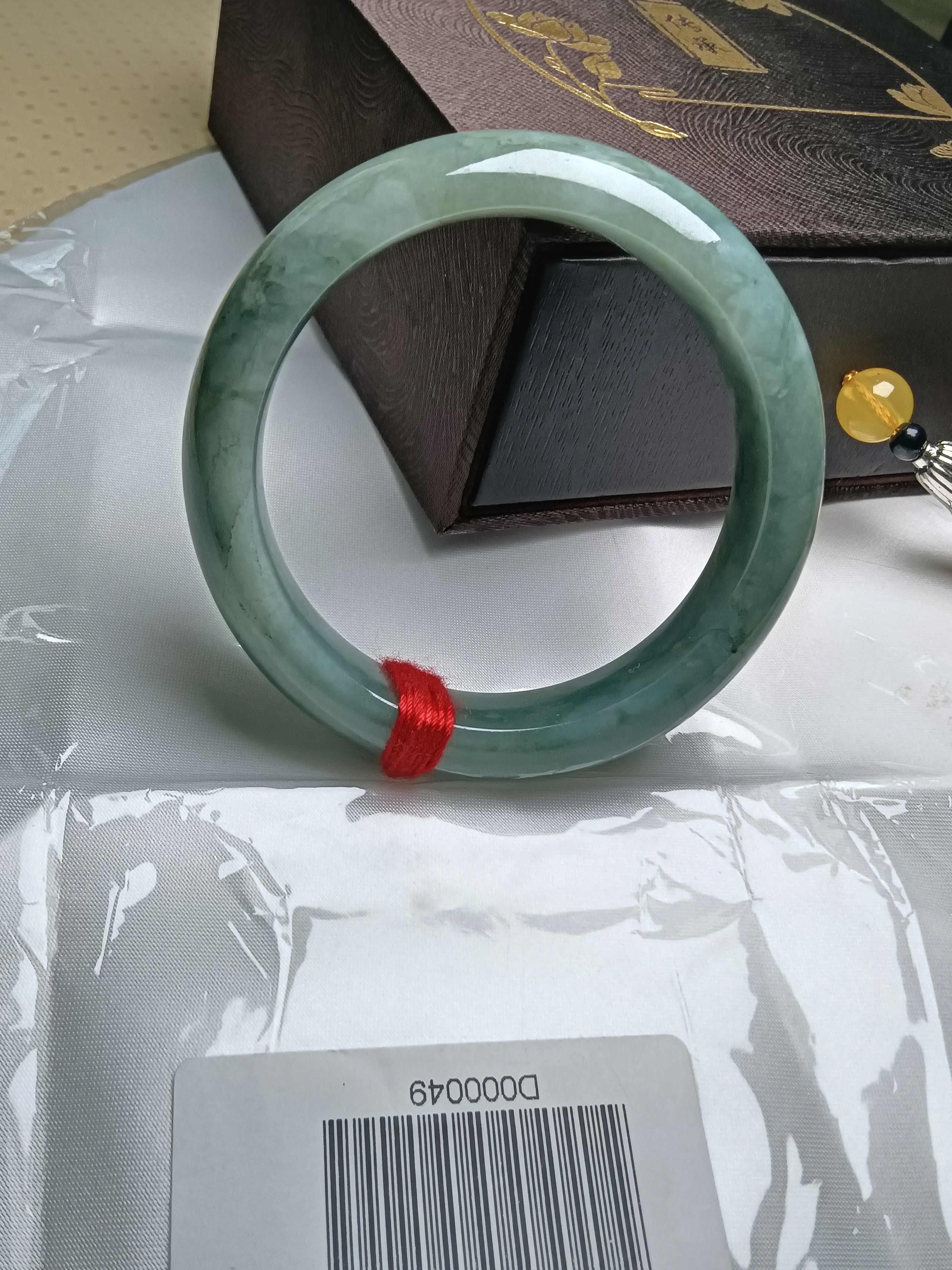 Watery Full Apple Green Natural Type-A Jade Bangle(Size: 53-54mm) #D049