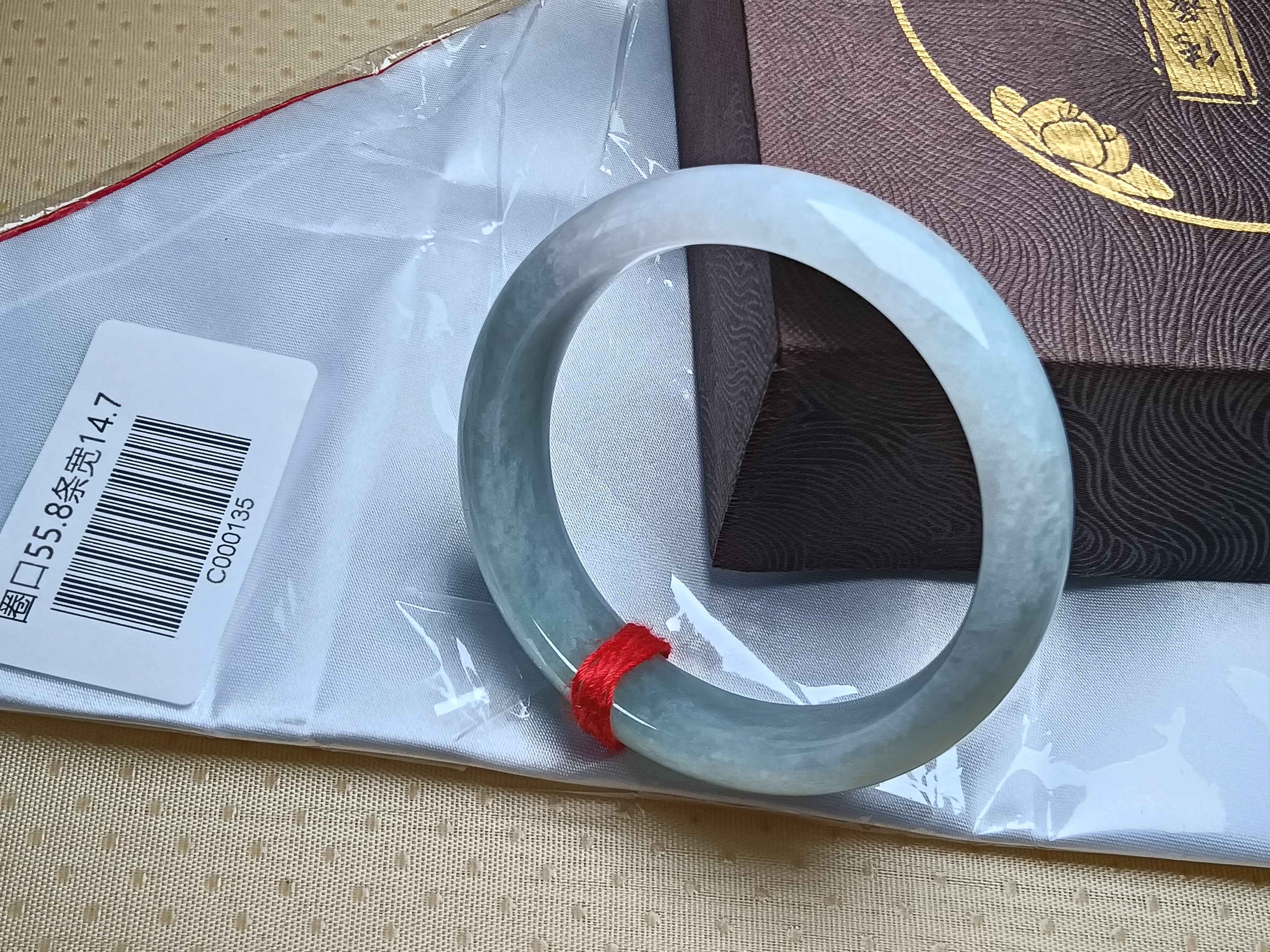 Light Green and Less Lavender Natural Grade-A Jadeite Bangles (Size:55-56mm)