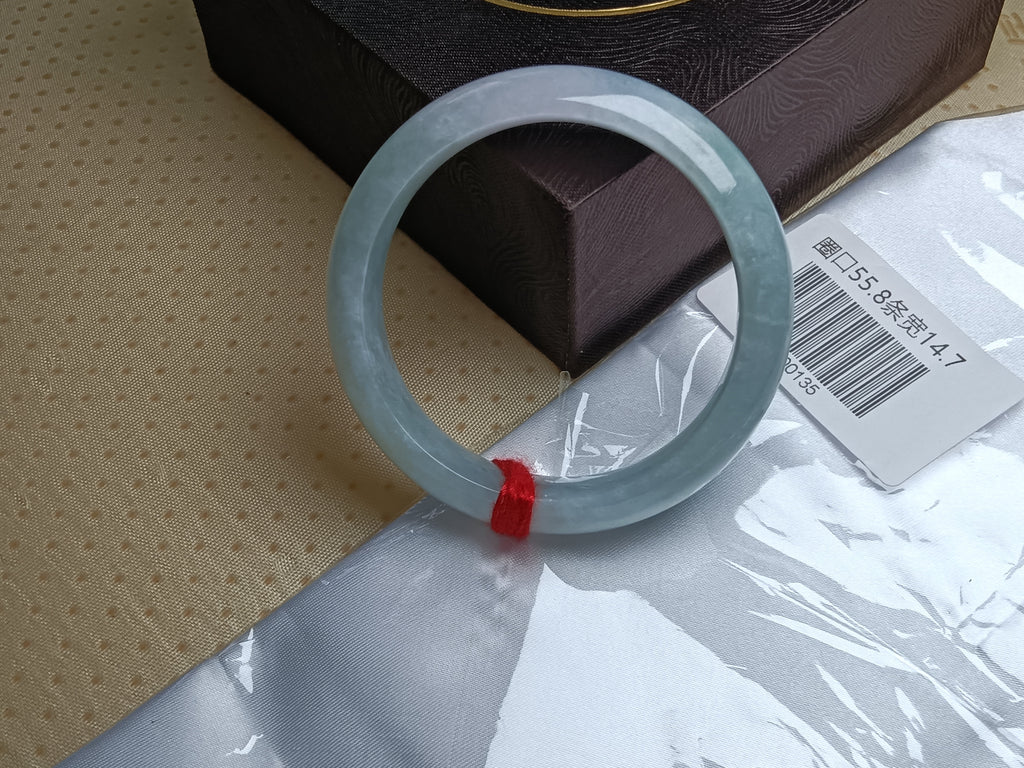 Light Green and Less Lavender Natural Grade-A Jadeite Bangles (Size:55-56mm)