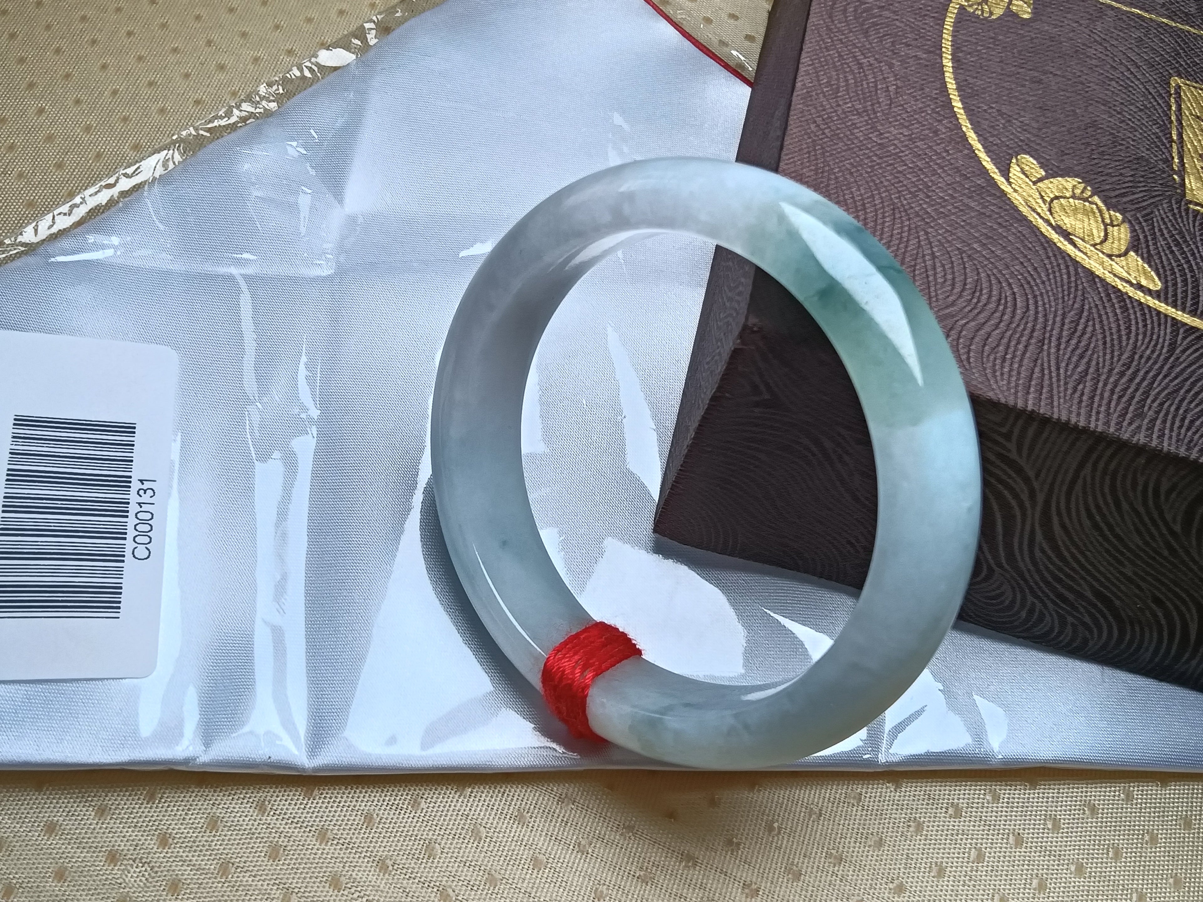 Light Green and Less Lavender Natural Grade-A Jadeite Bangles (Size:55-56mm)