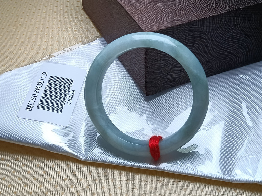 Watery Even Color Light Green Natural Burmess Jadeite Bracelet  (Size:50-51mm)