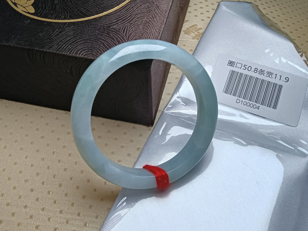 Watery Even Color Light Green Natural Burmess Jadeite Bracelet  (Size:50-51mm)