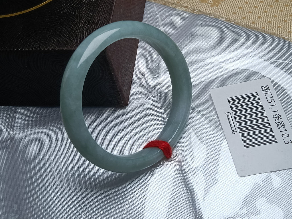 Watery Even Color Light Green Natural Burmess Jadeite Bracelet  (Size:50-51mm)