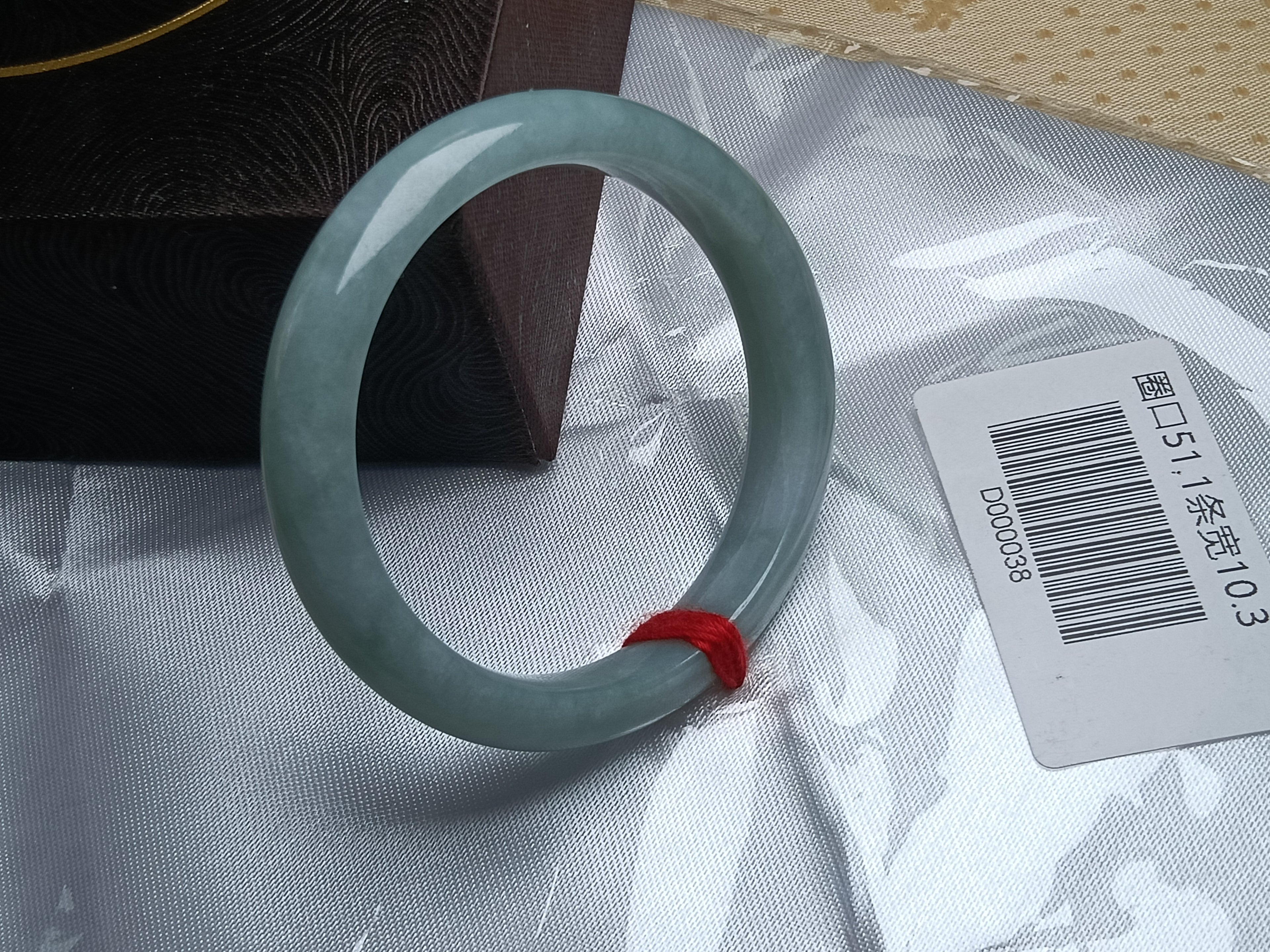 Watery Even Color Light Green Natural Burmess Jadeite Bracelet  (Size:50-51mm)