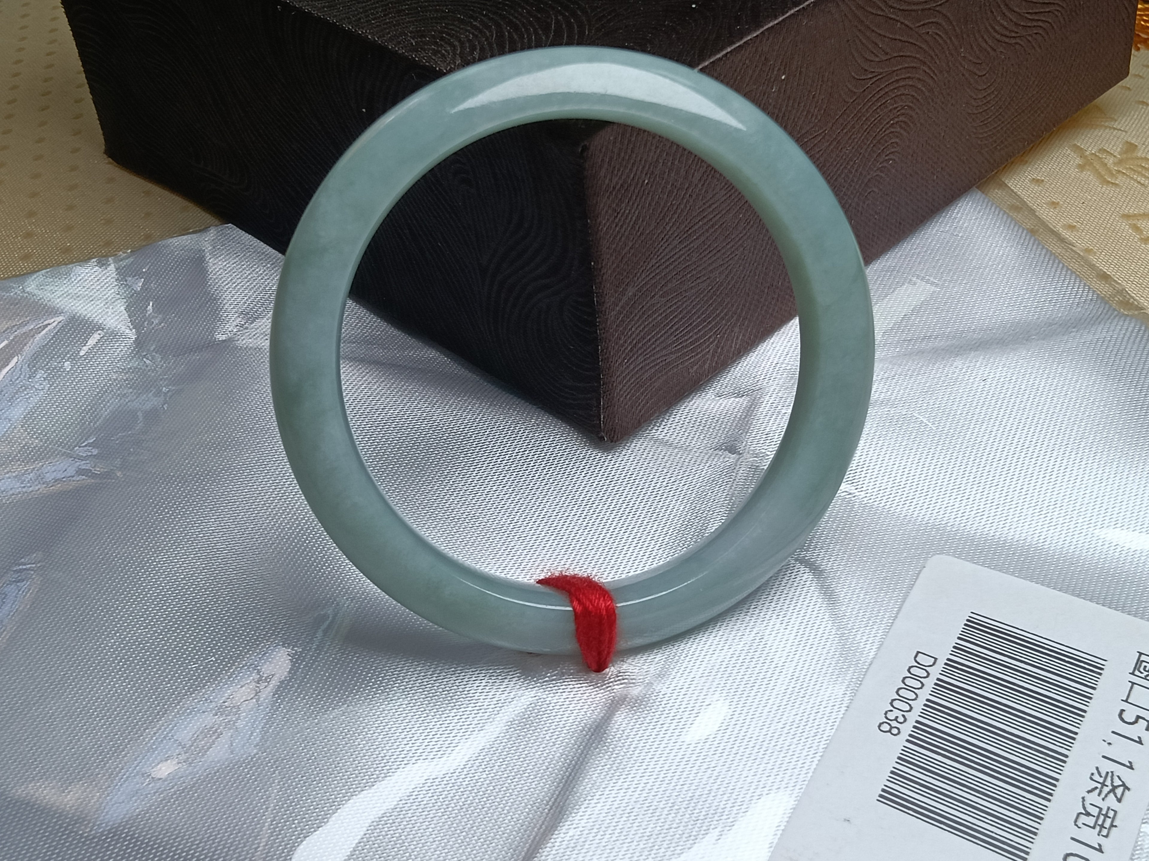 Watery Even Color Light Green Natural Burmess Jadeite Bracelet  (Size:50-51mm)