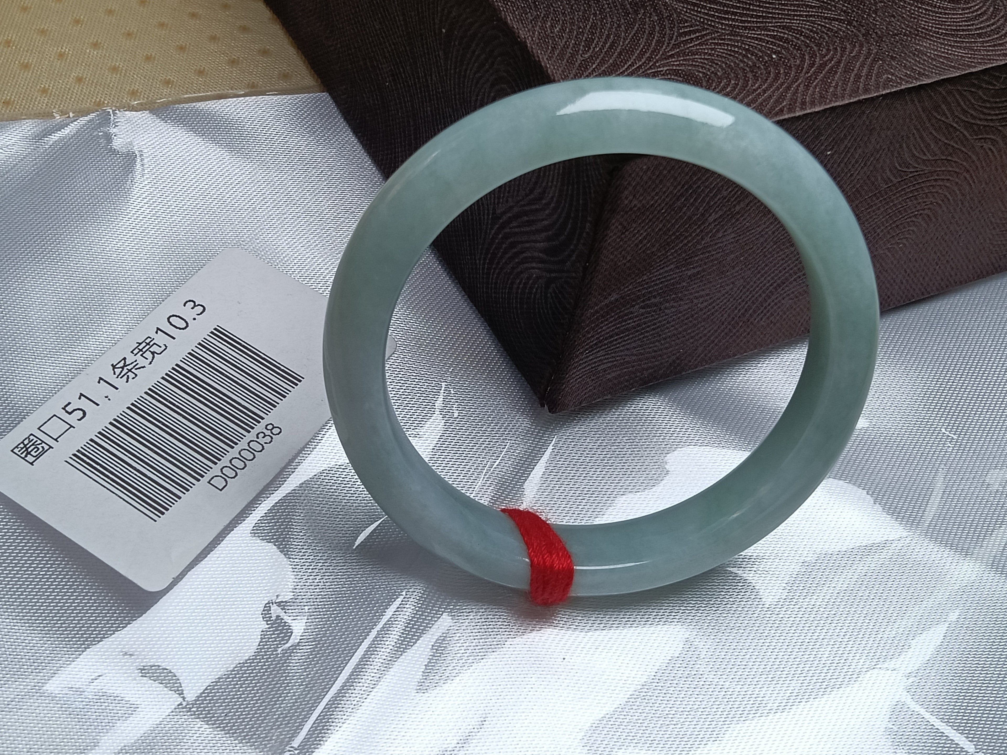 Watery Even Color Light Green Natural Burmess Jadeite Bracelet  (Size:50-51mm)