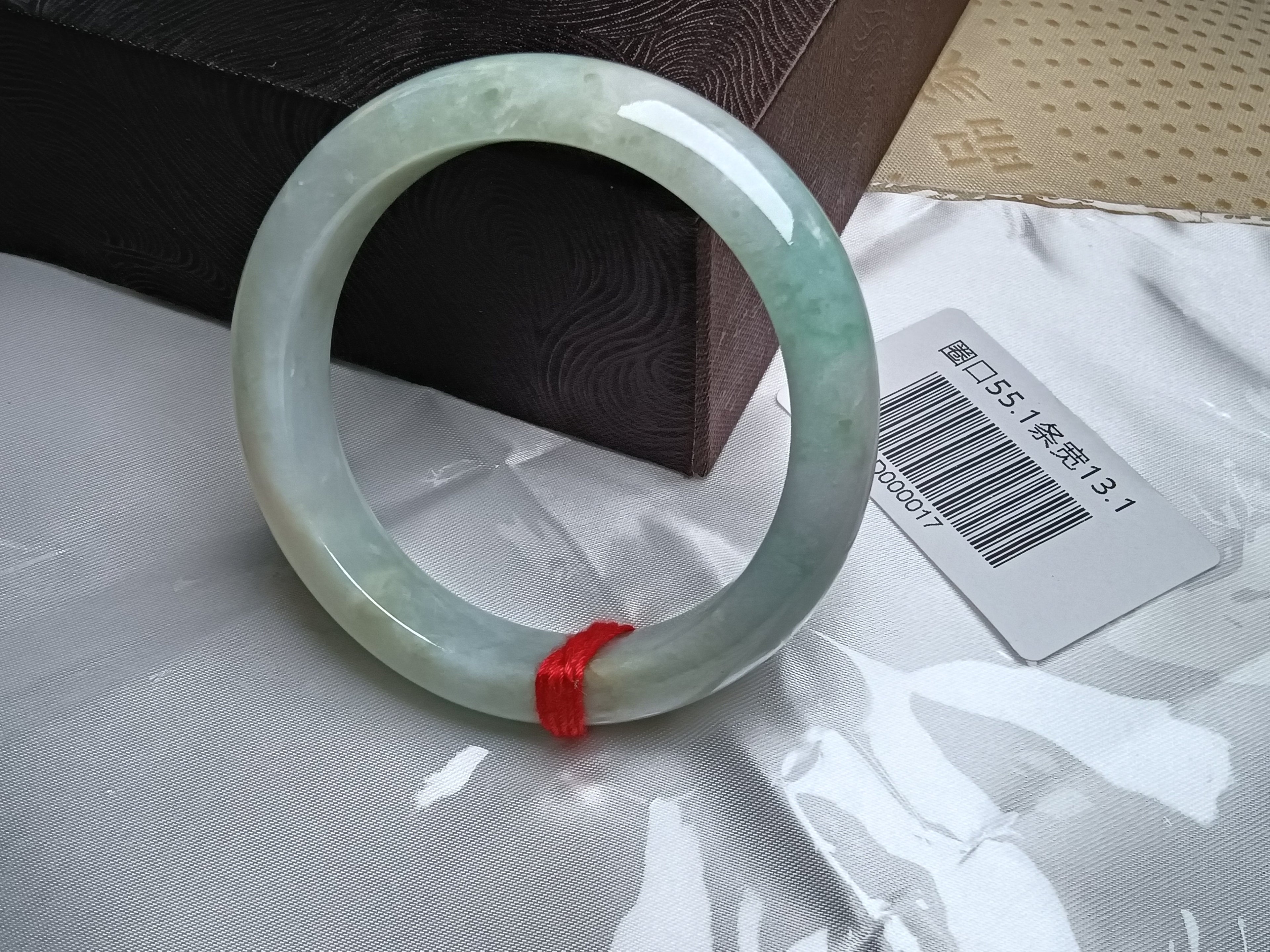 Icy Light Green Mixed Light Yellow Nature Type-A Jadeite Bangles (Size:54-55mm) #D017