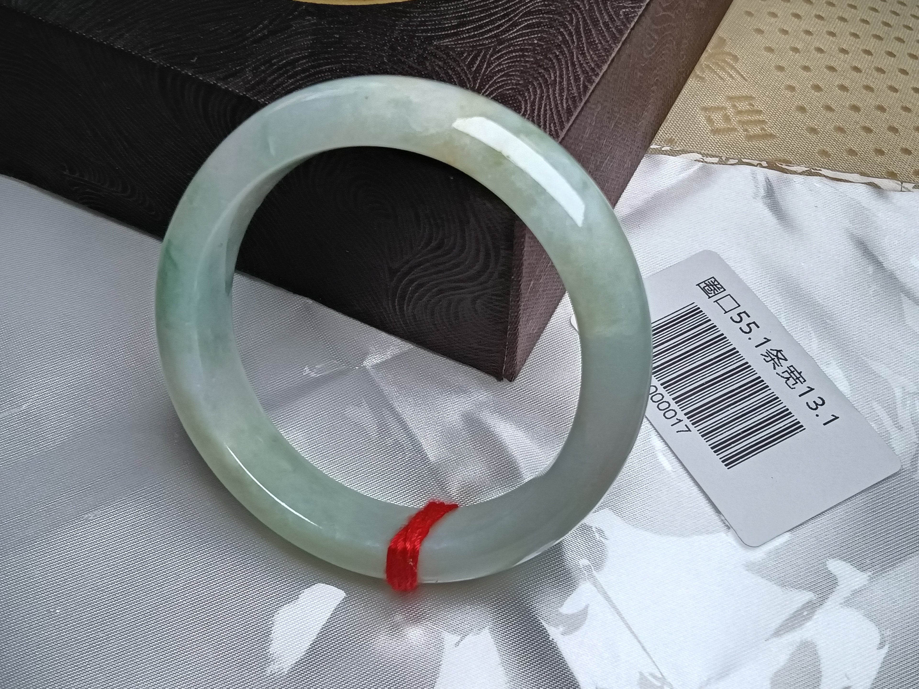 Icy Light Green Mixed Light Yellow Nature Type-A Jadeite Bangles (Size:54-55mm) #D017
