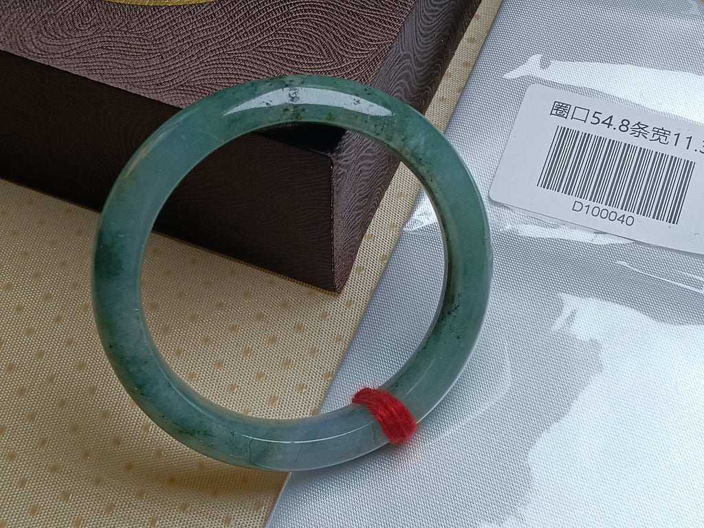Watery&Icy Apple Green Nature Type-A Jadeite Bangles (Size:54-55mm)