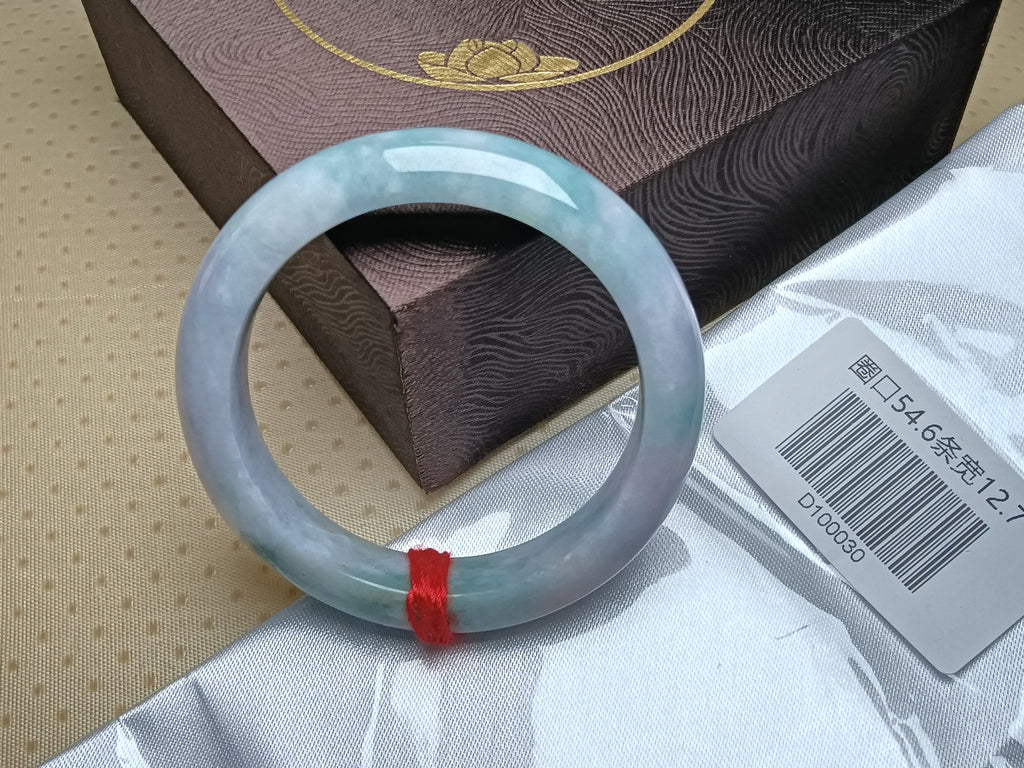 Apple Green mixed Lavender Burmese Jadeite Bracelet with Certificate (Size:54-55mm)