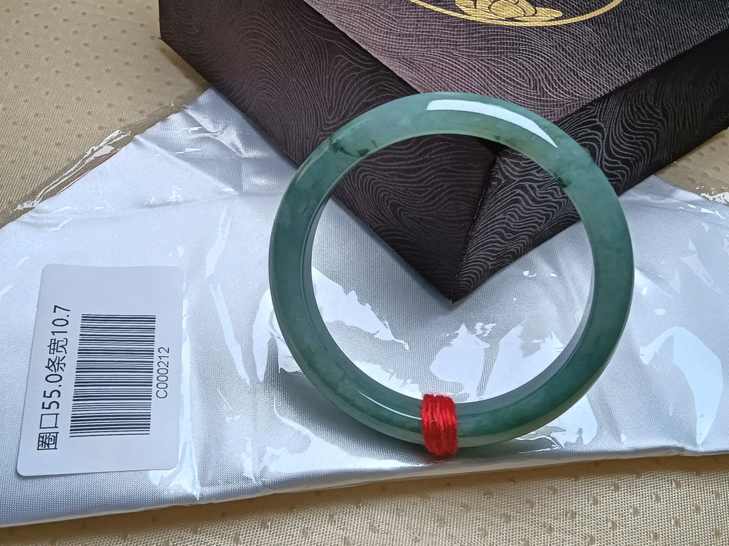 Watery Full Apple Green Nature Type-A Jadeite Bangles (Size:54-55mm)