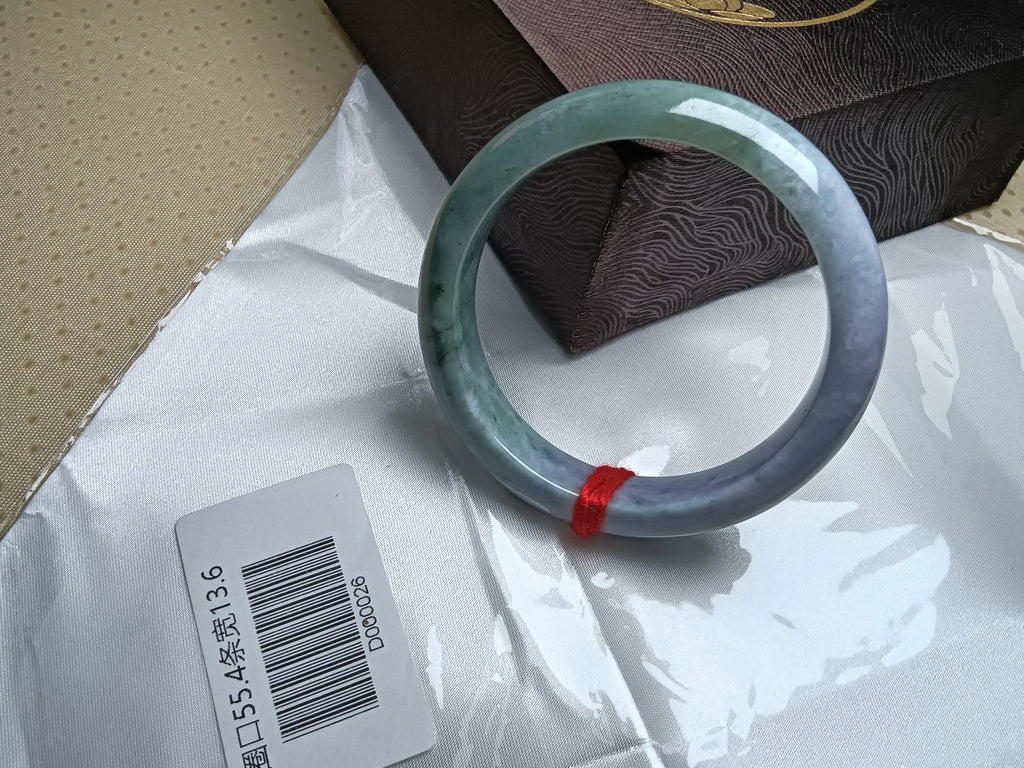 Apple Green mixed Lavender Burmese Jadeite Bracelet with Certificate (Size:54-55mm)