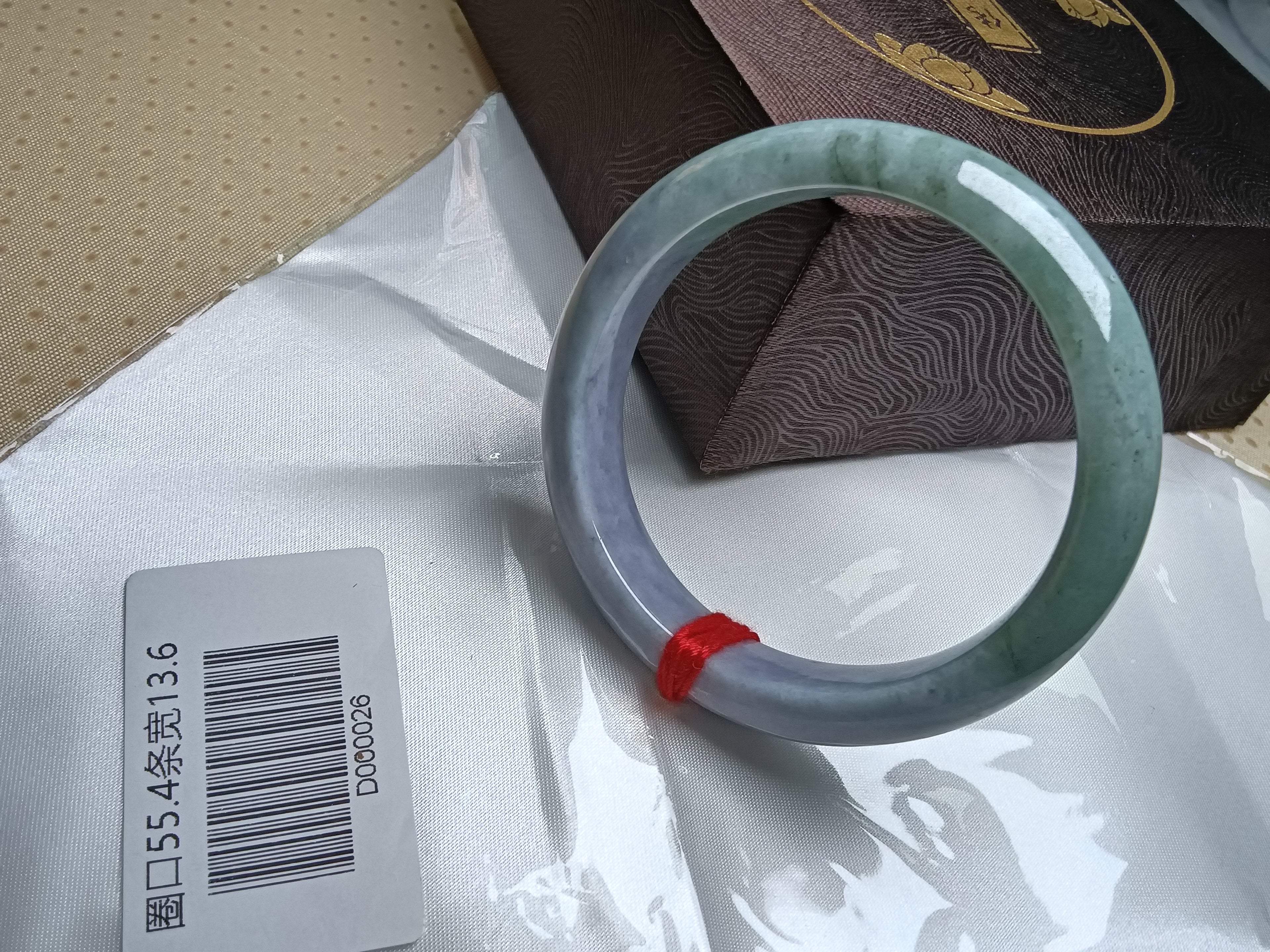 Half Water/Half Mountain Lavender&Green Burmese Jadeite Bracelet with Certificate (Size:55-56mm)