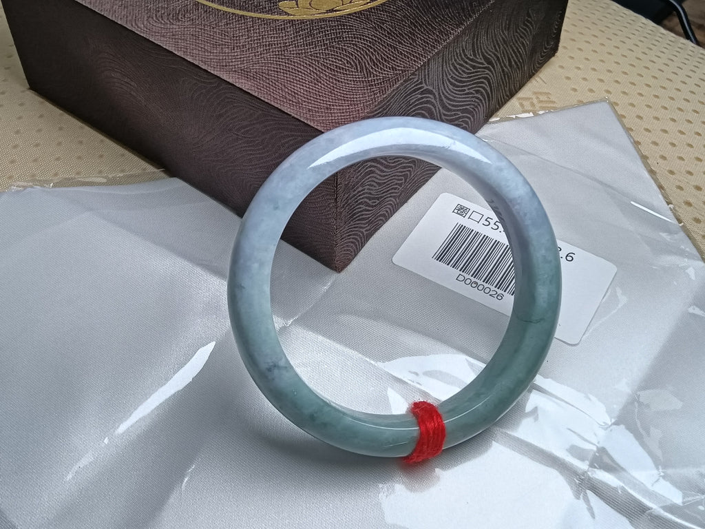 Half Water/Half Mountain Lavender&Green Burmese Jadeite Bracelet with Certificate (Size:55-56mm)