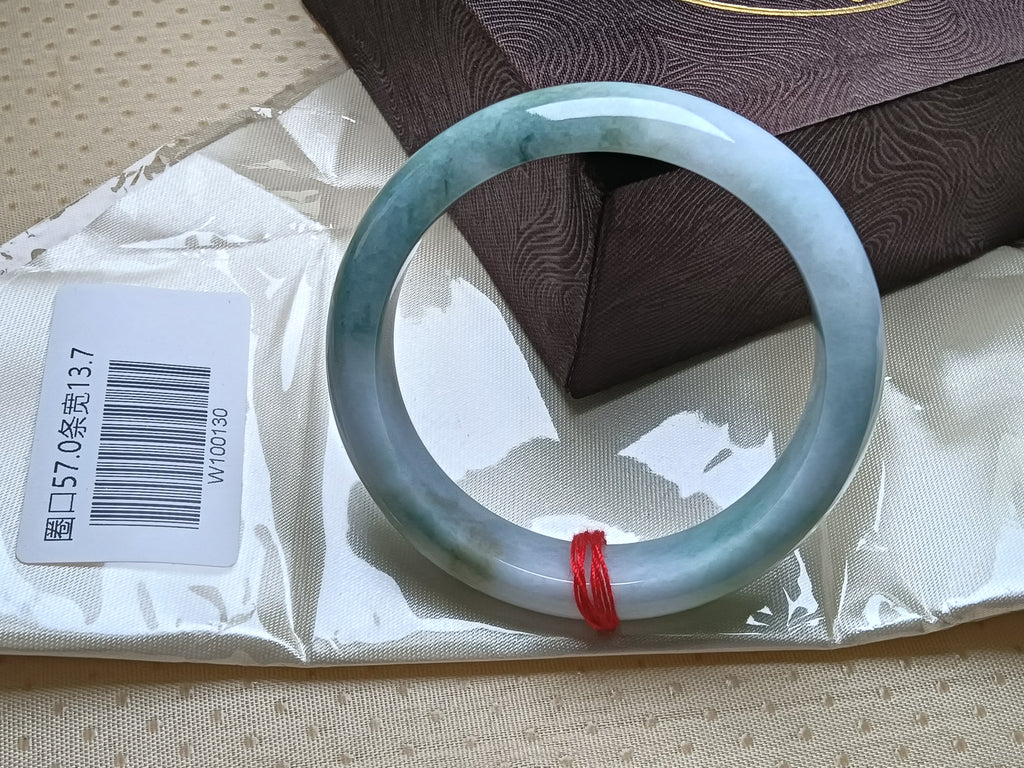 Watery Green & Lavendar Burmese JGIA Certified Jadeite Bangle (Size:56-57mm) #W130