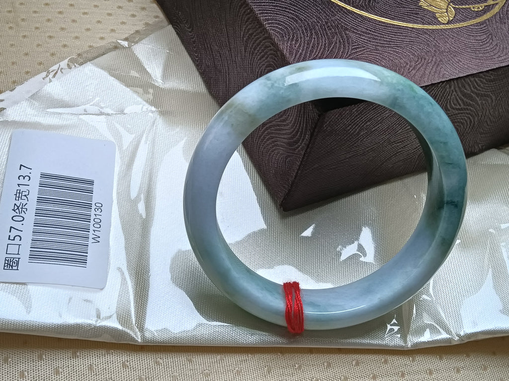 Watery Green & Lavendar Burmese JGIA Certified Jadeite Bangle (Size:56-57mm) #W130