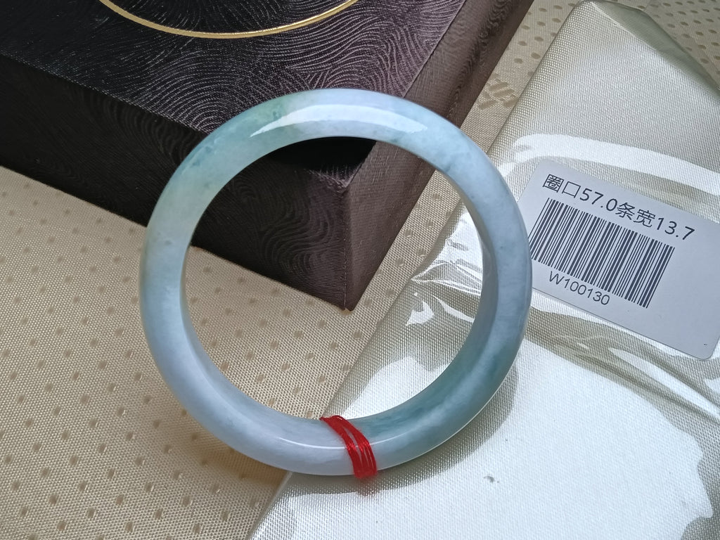 Watery Green & Lavendar Burmese JGIA Certified Jadeite Bangle (Size:56-57mm) #W130