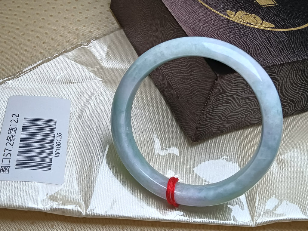 Spring Color Green & Lavendar Burmese JGIA Certified Jadeite Bangle (Size:56-57mm) #W126