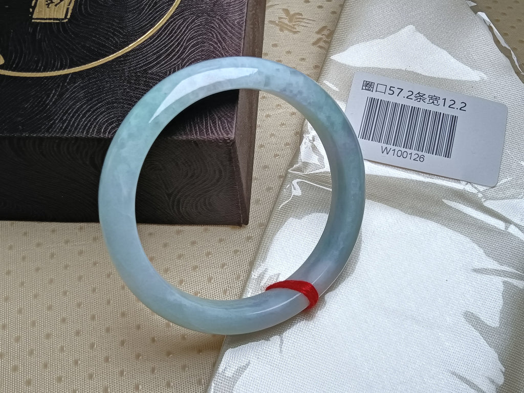 Spring Color Green & Lavendar Burmese JGIA Certified Jadeite Bangle (Size:56-57mm) #W126