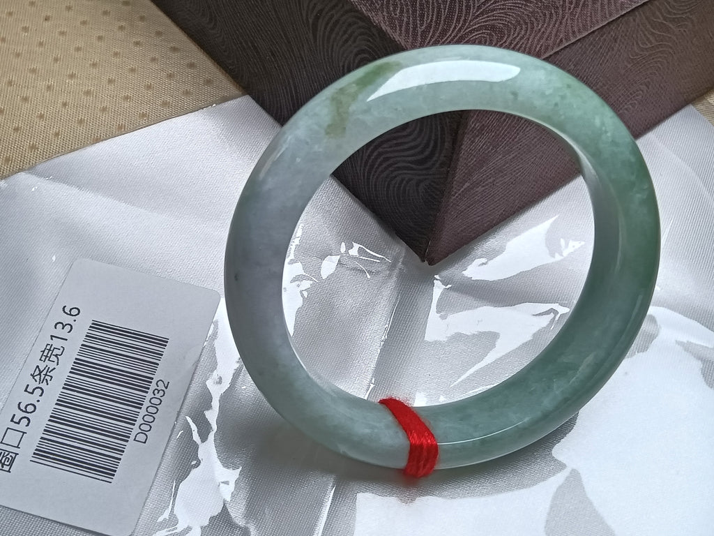 More Green & Lavendar Burmese JGIA Certified Jadeite Bangle (Size:56-57mm) #D032