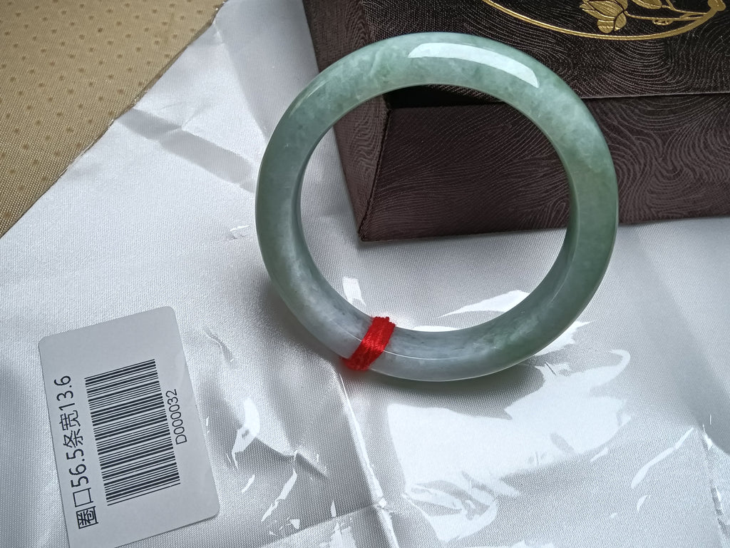 More Green & Lavendar Burmese JGIA Certified Jadeite Bangle (Size:56-57mm) #D032