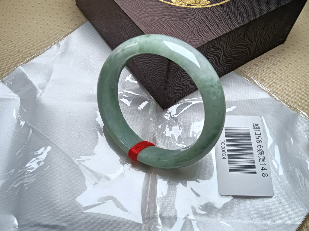 Apple Green Burmese JGIA Certified Jadeite Bangle (Size:56-57mm) #D024