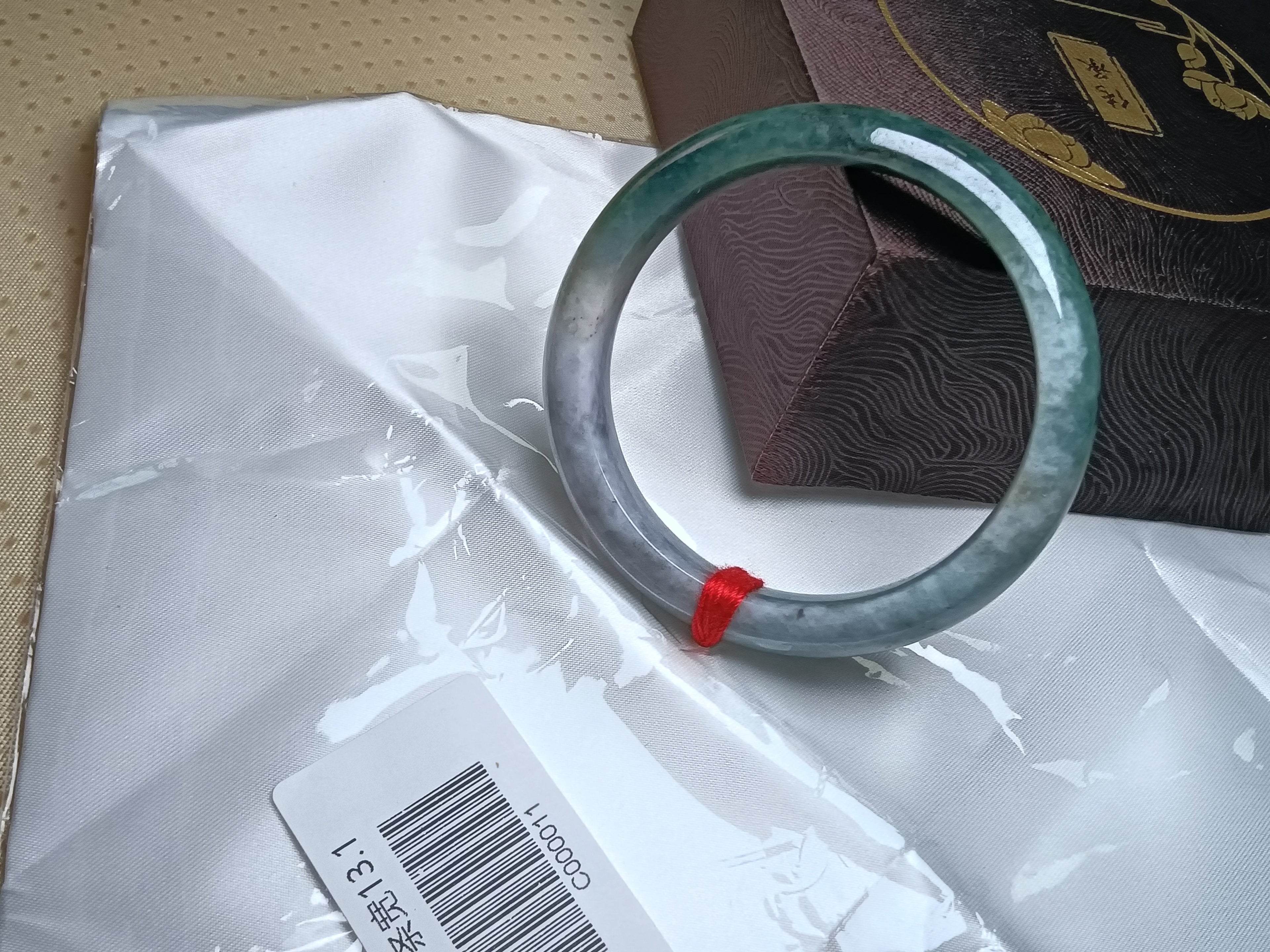 Dark Green & Lavendar Burmese JGIA Certified Jadeite Bangle (Size:56-58mm) #C011