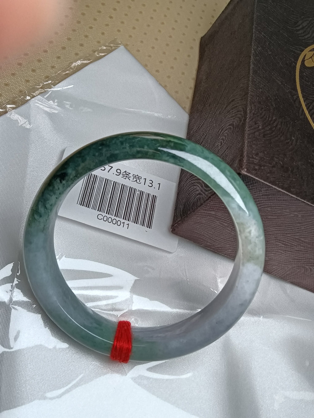Dark Green & Lavendar Burmese JGIA Certified Jadeite Bangle (Size:56-58mm) #C011