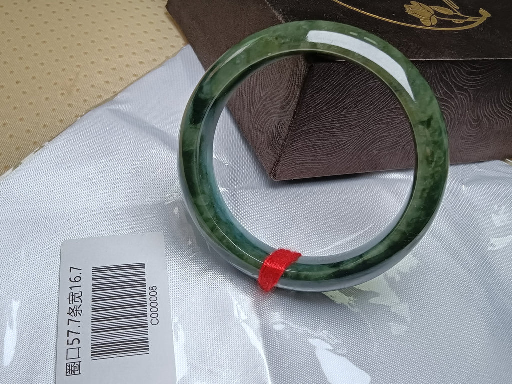 Dark Green &Light Green Burmese JGIA Certified Jadeite Bangle (Size:56-57mm) #C008