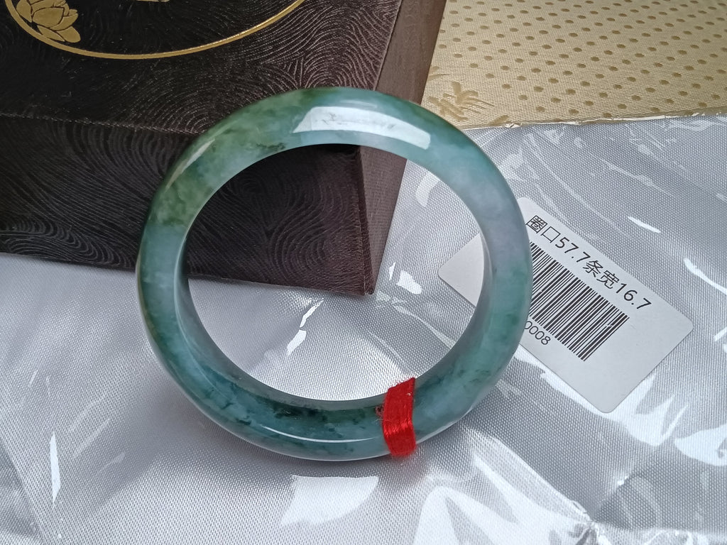 Dark Green &Light Green Burmese JGIA Certified Jadeite Bangle (Size:56-57mm) #C008