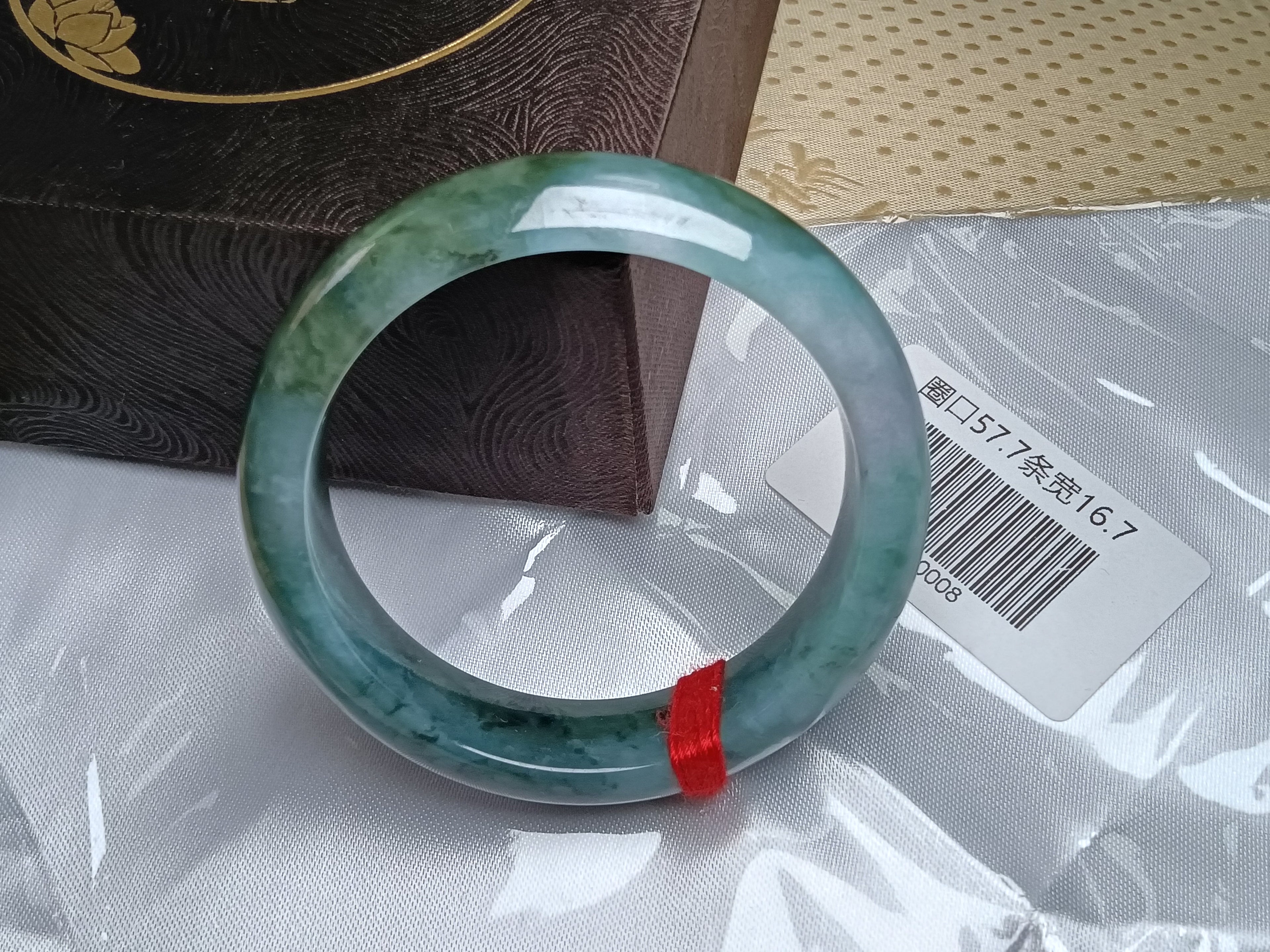 Dark Green &Light Green Burmese JGIA Certified Jadeite Bangle (Size:56-57mm) #C008