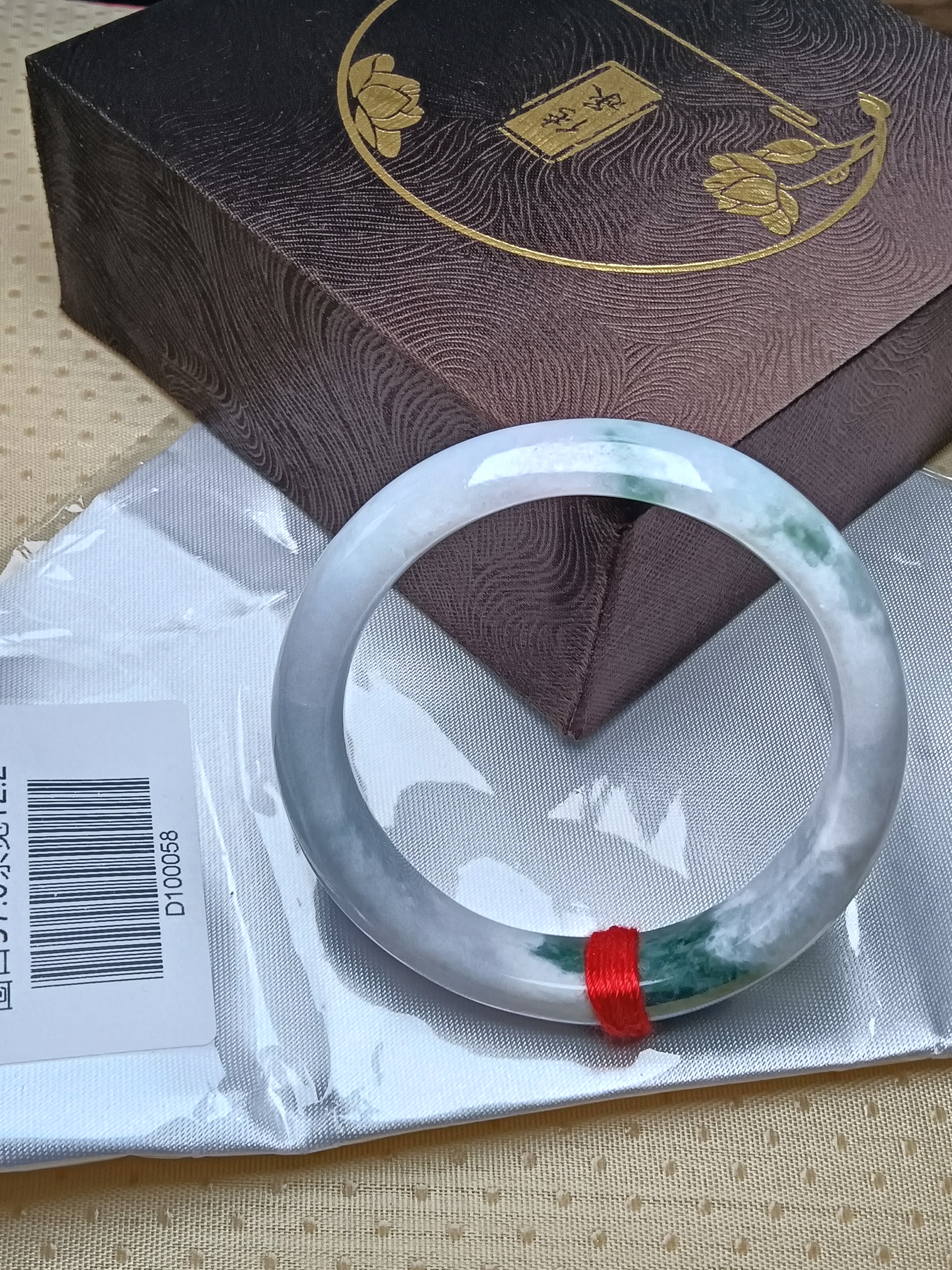 Light Lavendar with Spicy Green Burmese JGIA Certified Jadeite Bangle (Size:56-57mm) #D058